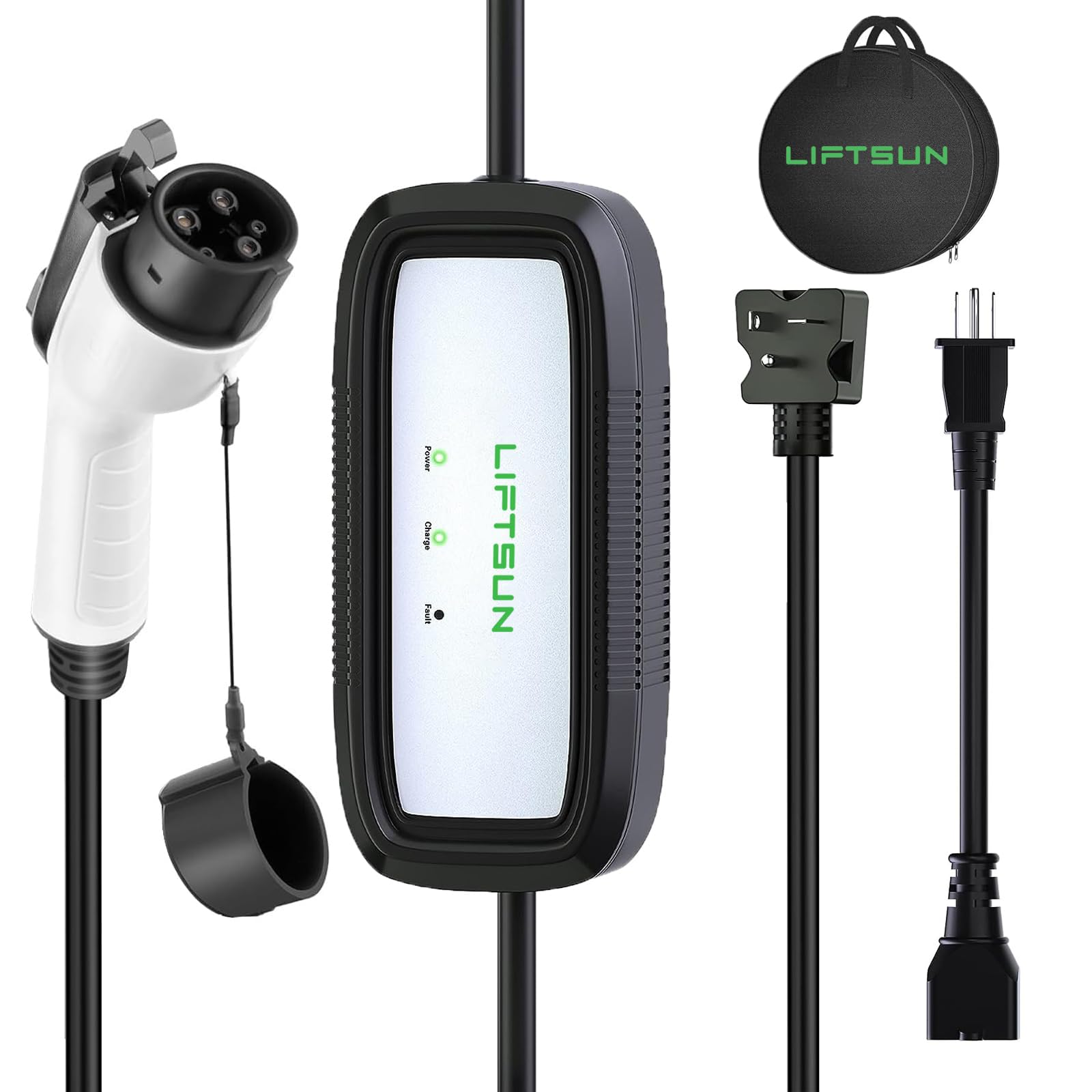 16A Level 1+2 EV Charger | 120V/240V Portable Electric Vehicle Charger with 21ft Cable | NEMA 6-20 Plug | SAE J1772 Compatible (Tesla Adapter Required) | Perfect for Home Charging & Road Trips