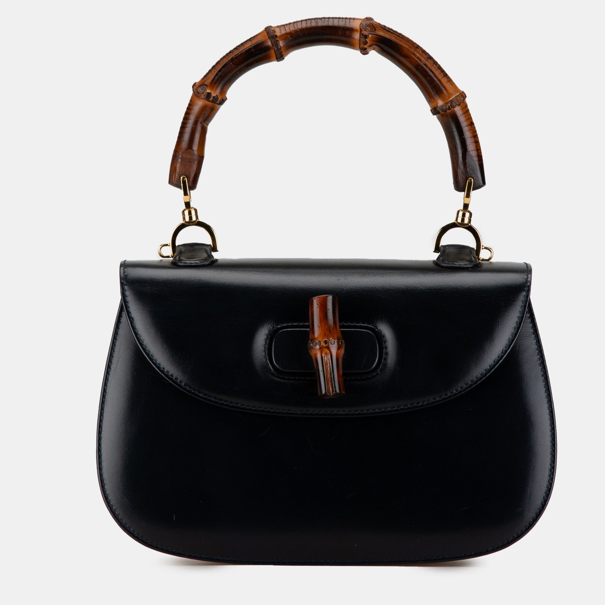 Stylish Black Calfskin Leather Bamboo Crossbody Shoulder Bag for Women - Perfect for Evening Out, Date Night & Travel Accessories