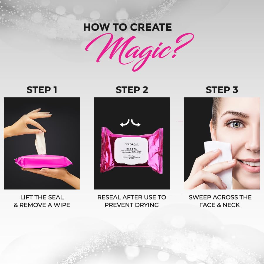 Colorbar On the Go Makeup Remover Wipes - 5 Pack | Gentle & Effective Cleansing for Face & Eyes | Perfect for Travel, Gym & Quick Refresh