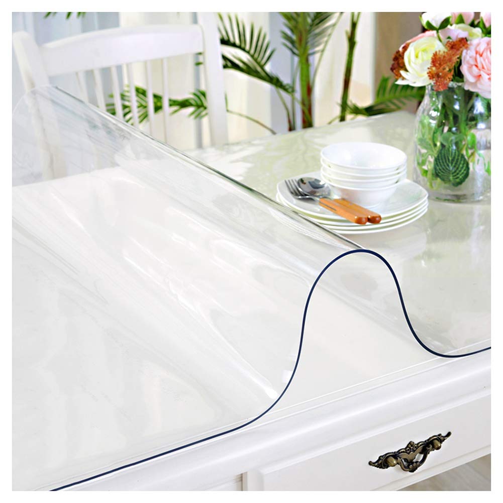1.5mm Thick Clear PVC Table Cover Protector - Waterproof, Scratch-Resistant Desk Mat for Coffee Table, Writing Desk, Dining Table - 120x240cm (48x94 Inches) - Ideal for Home, Office, Restaurant & Event Use