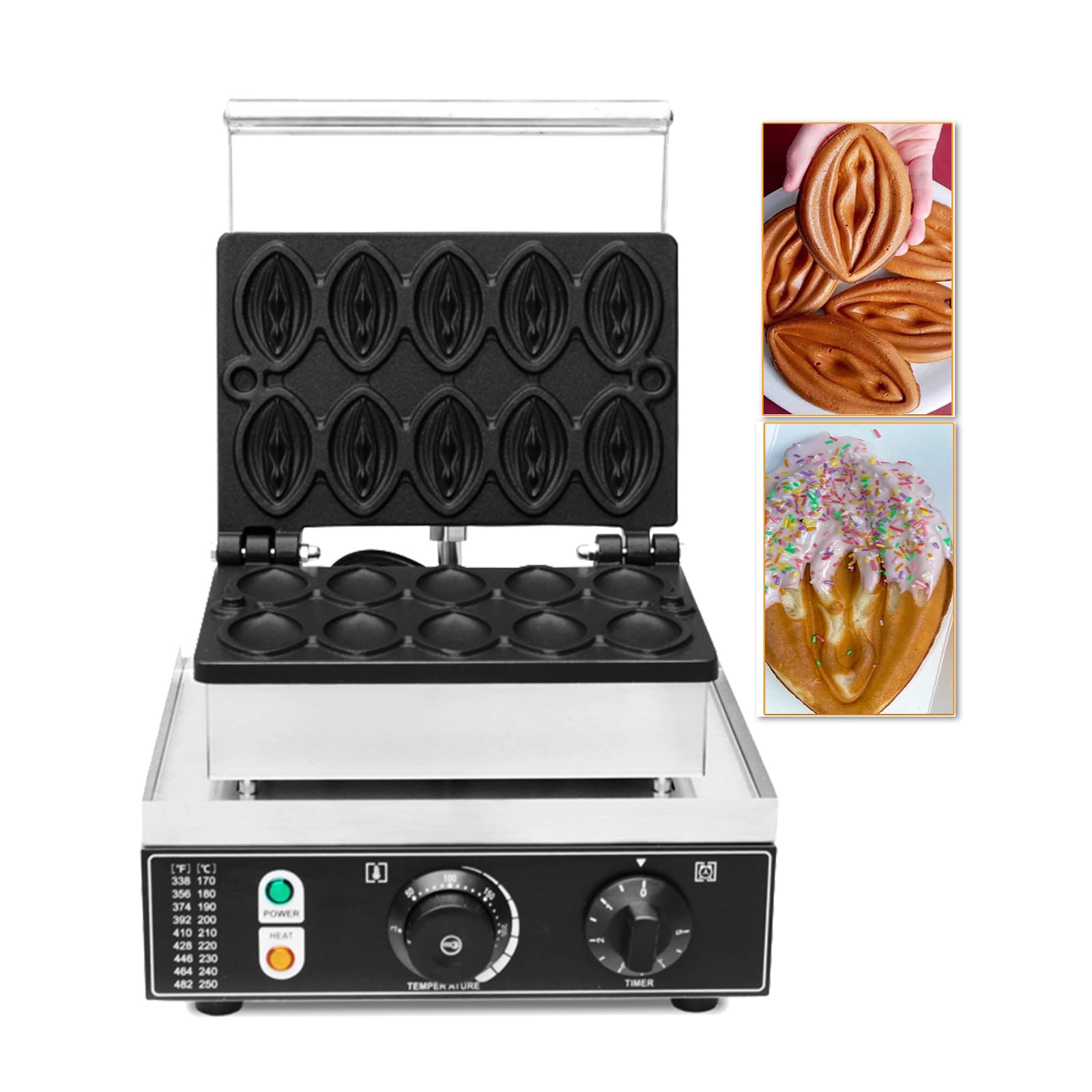 10-Piece Abalone-Shaped Electric Waffle Maker - Non-Stick Mini Waffle Iron for Hot Dogs, Party Snacks & Unique Desserts - Perfect for Birthday Parties, Game Nights & Themed Events