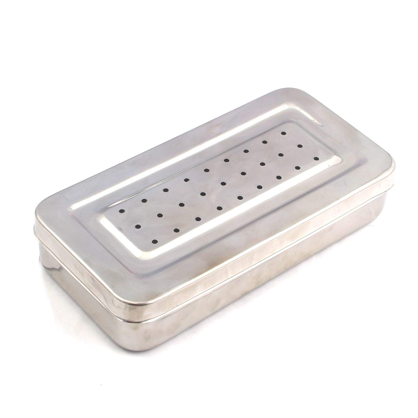 OdontoMed2011 25x12x5 cm Perforated Stainless Steel Dental Instrument Tray Box - Sterilization & Organization for Dental Clinics, Hospitals & Labs