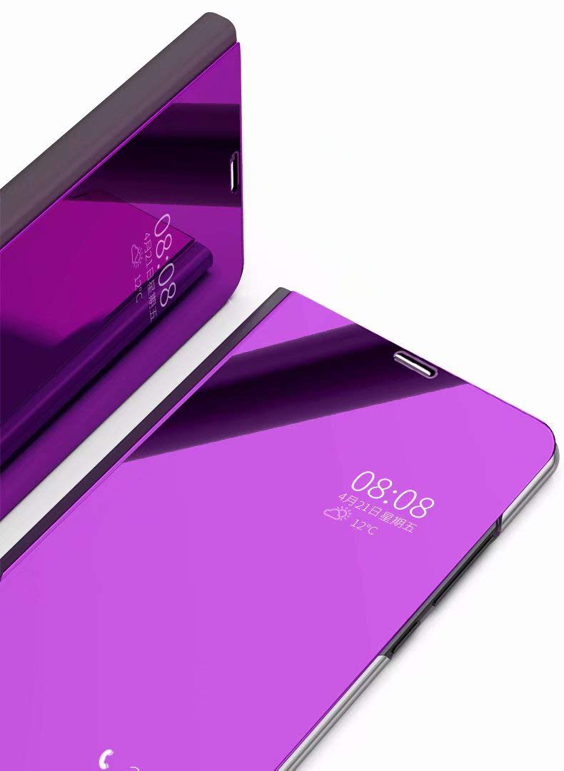 Premium Luxury Electroplated Mirror Flip Case for Samsung Galaxy Note 10 (2019) - Translucent View Window, Full Body Protection, Anti-Scratch PC Cover with Stand (Purple) - Perfect for Business Meetings & Everyday Use
