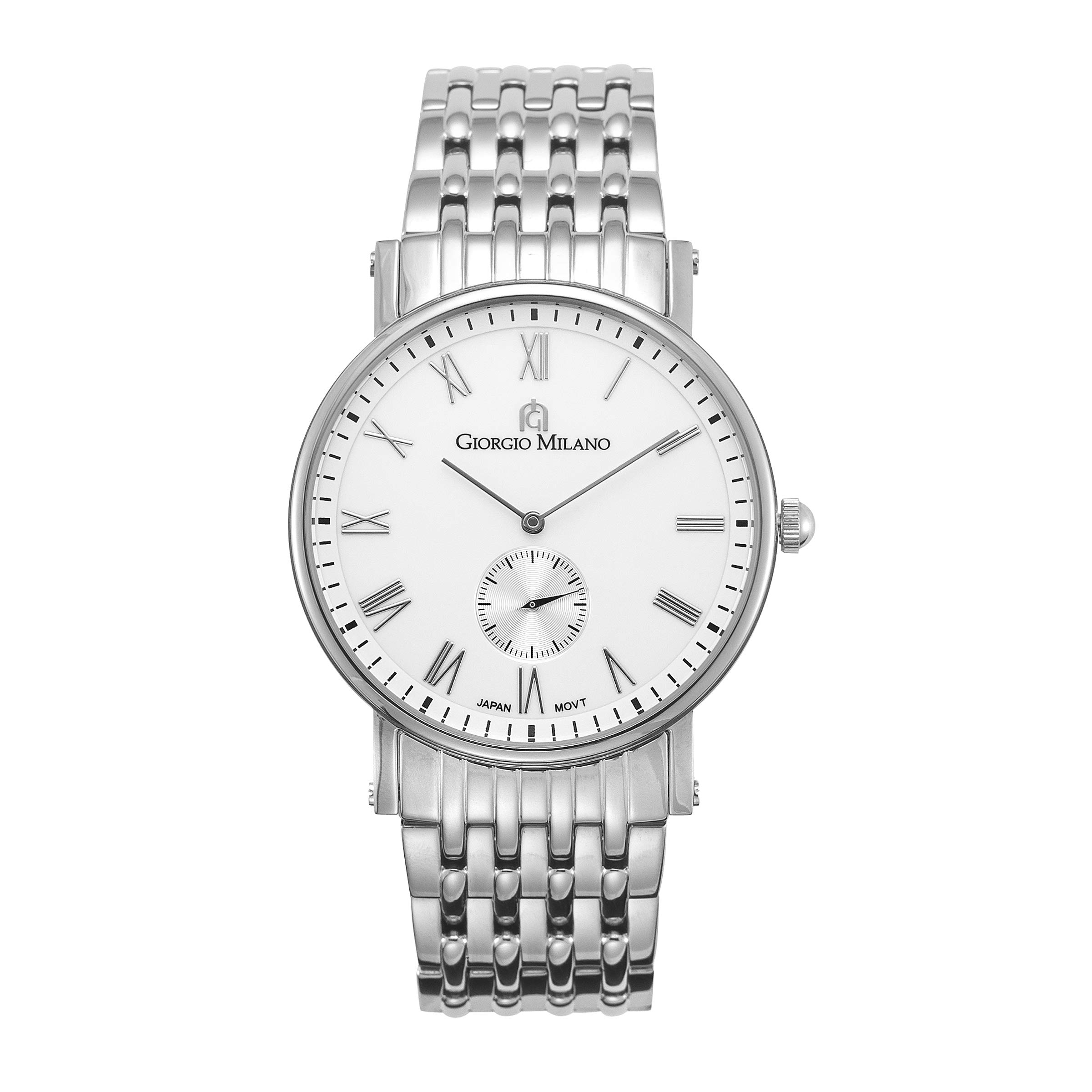 Giorgio Milano Men's Stainless Steel Watch 'ESPERTO' - Roman Numerals, Index & Sub Dial - Water Resistant Dress Watch for Business & Formal Occasions