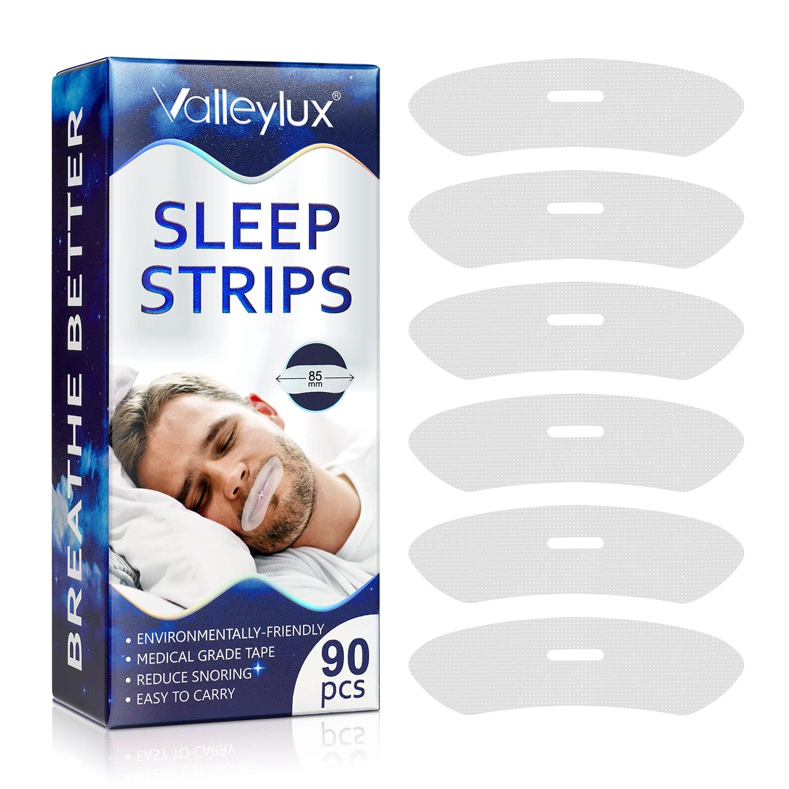 90 Pcs Anti-Snoring Mouth Tape for Sleeping – Reduce Mouth Breathing & Improve Sleep Quality | Breathable Sleep Strips for Instant Snoring Relief | Perfect for Nighttime Use, Travel & CPAP Users