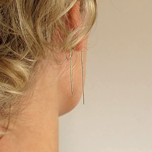 Modern Open Rectangular Gold Earrings for Women - Elegant Threader & U-Shaped Dangle Earrings in Gold Filled or Sterling Silver - Perfect for Parties, Weddings and Everyday Wear