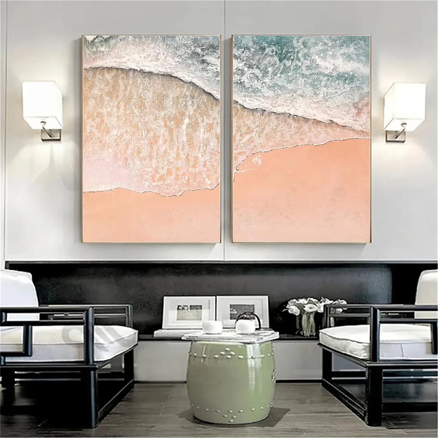 Ocean and Sky Wall Art Set of 2 - Modern Coastal Paintings for Home Decor | Perfect for Living Room, Bedroom & Office