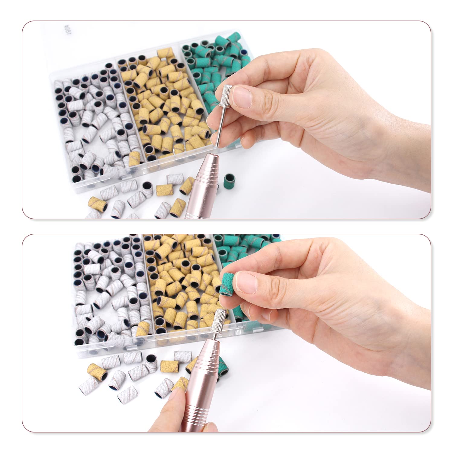 210PCS Nail Sanding Bands for Nail Drill - Fine/Medium/Coarse Grit Sanding Circles with 1PC Drill Bit (80/120/180 Grit) - Perfect for Manicure, Pedicure & Nail Art at Home or Salon