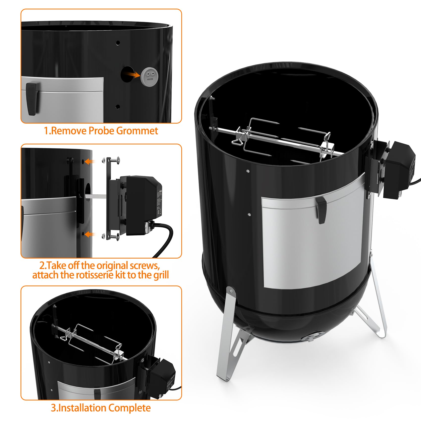 OnlyFire Stainless Steel Rotisserie Kit for Weber 18