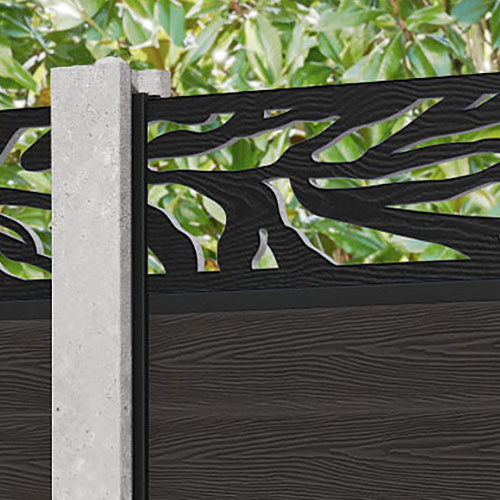 Dark Oak Classic Malawi Fence Panel - Prefabricated Wood Privacy Screen for Concrete Posts | Perfect for Backyard, Garden, and Property Boundary Fencing