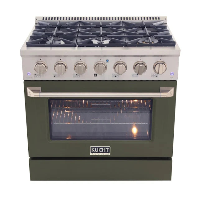 Kucht 36-Inch Pro Style Dual Fuel Range - KDF362 OG | Professional Gas & Electric Stove for Home Chefs | Perfect for Gourmet Cooking & Large Family Meals