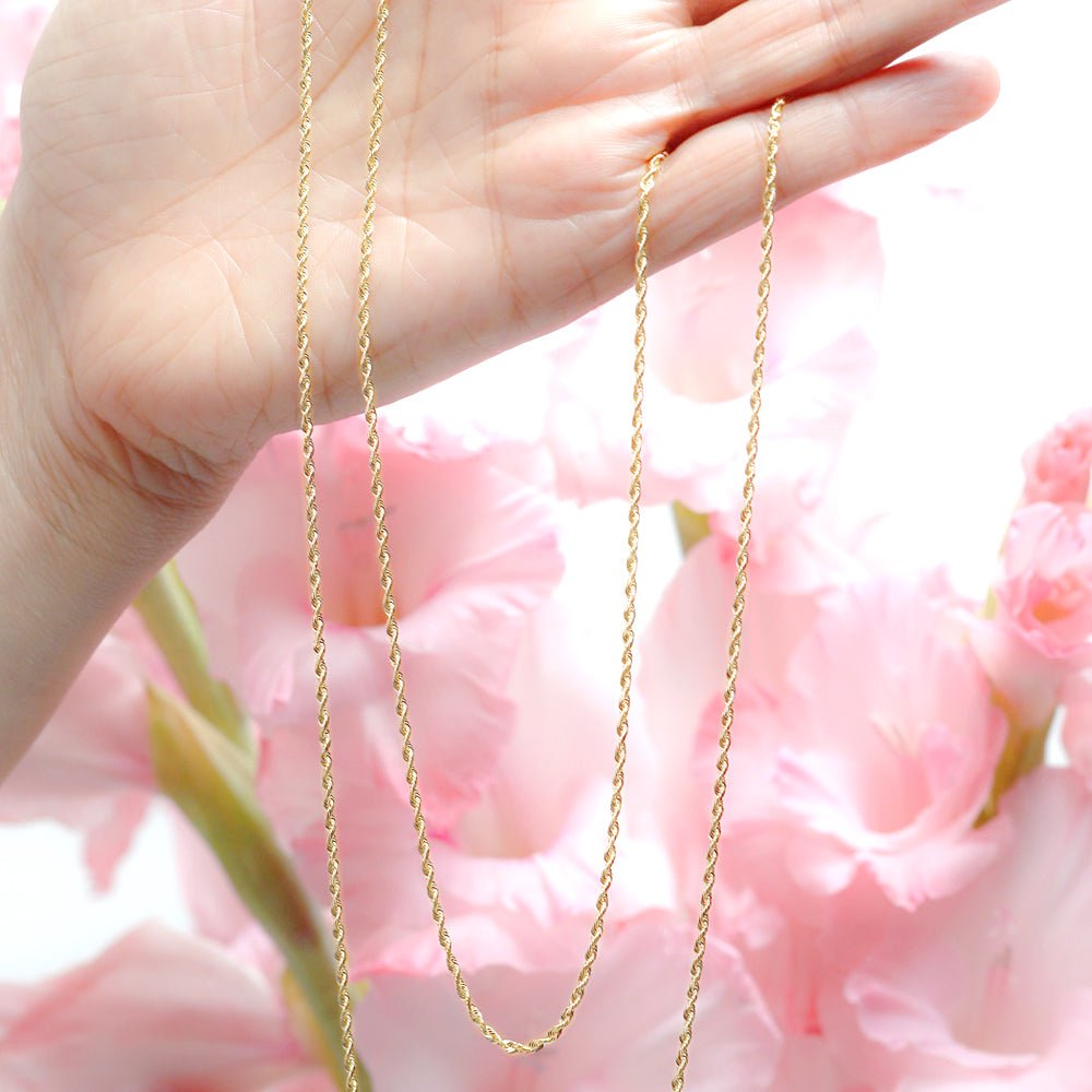 10k Yellow Gold Classic Rope Chain Necklace for Women - Elegant Layering Jewelry for Everyday Wear, Date Nights & Special Occasions