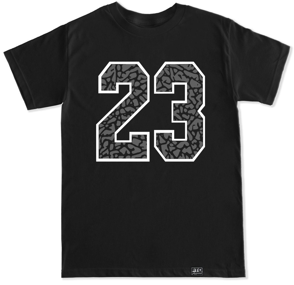 FTD Apparel Men's 23 Cement Print Black T-Shirt - Stylish Graphic Tee for Casual Wear, Street Fashion & Everyday Outfits