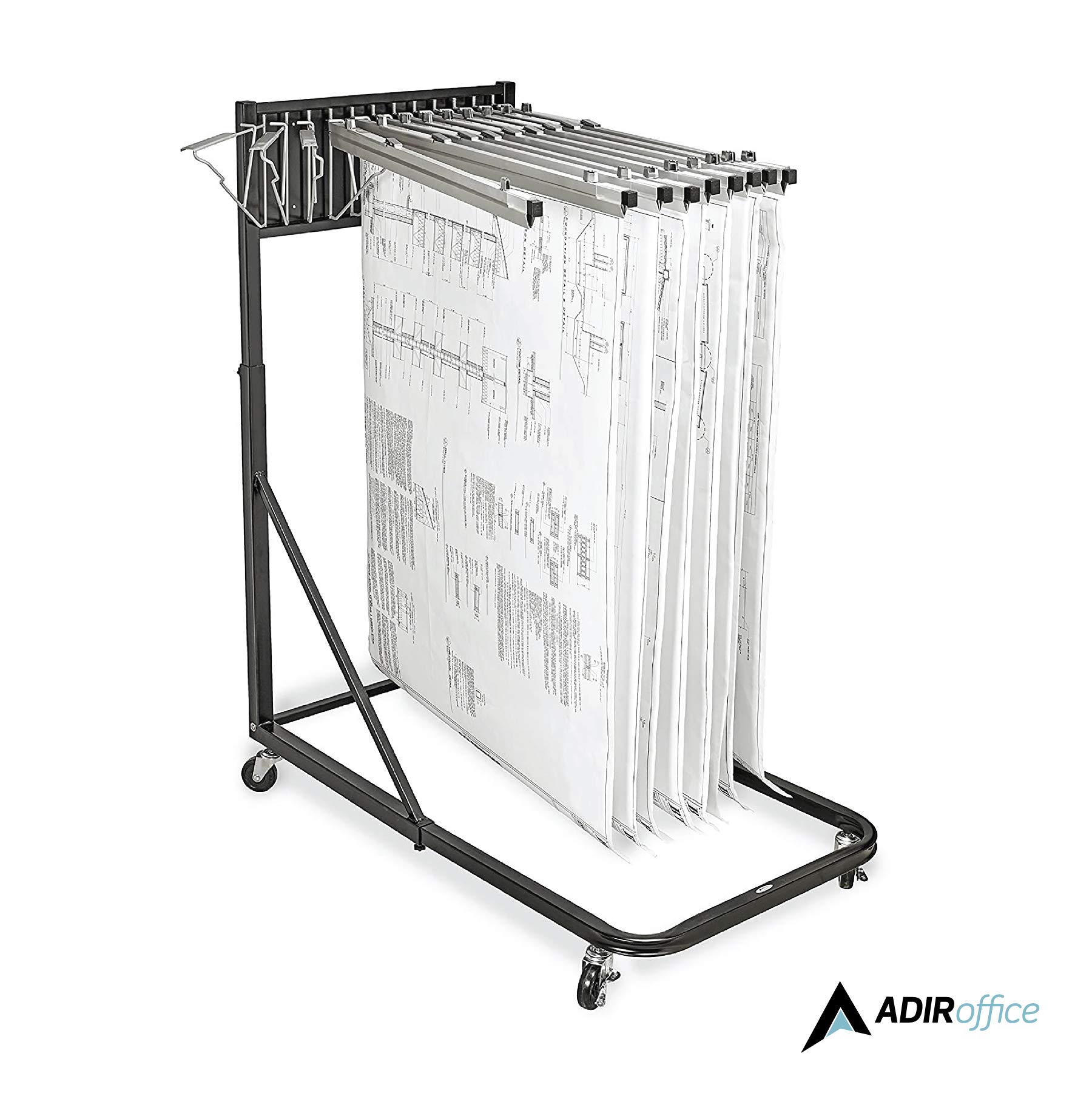Adir Mobile Blueprint Holder - Heavy Duty Construction Plan Rack, Wall Mounted Blueprint Organizer, Jobsite Document Display Stand for Architects, Engineers & Contractors - Perfect for Office, Construction Site & Design Studio (Without Clamps)