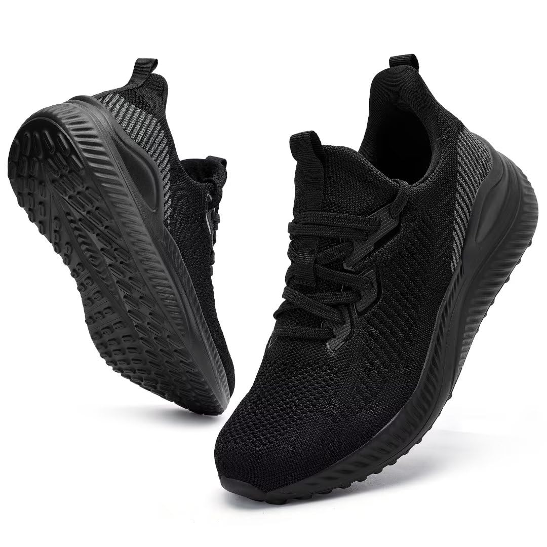 Men's Slip-On Wide Walking Shoes with Memory Foam - Lightweight Breathable Running Tennis Sneakers for Casual Wear, Travel & Outdoor Activities