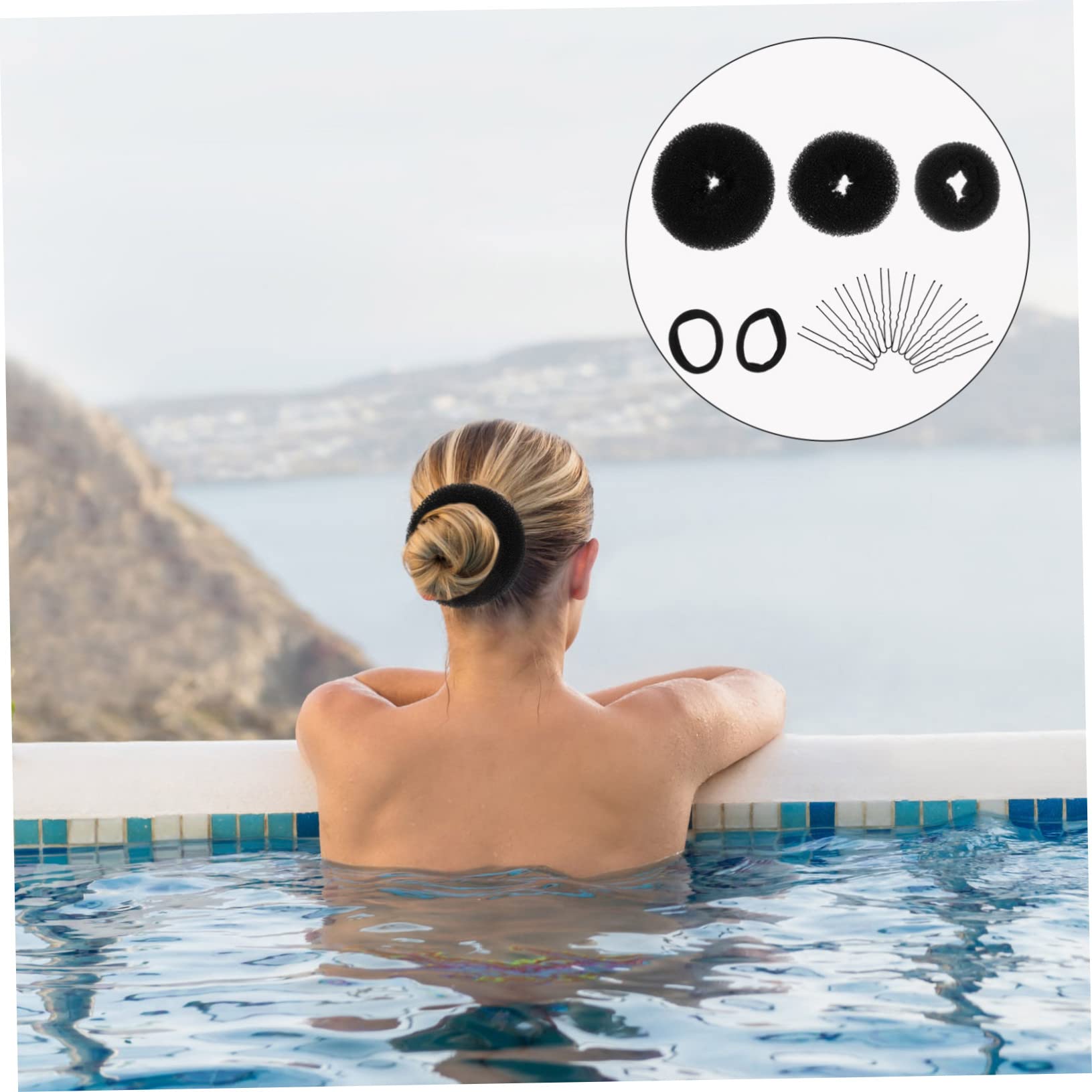 Mikinona 2 Pack U-Shaped Hair Pins & Donut Bun Makers for Women - Messy Bun Styling Set with Hair Accessories Kit - Perfect for Everyday Wear, Parties & Special Occasions