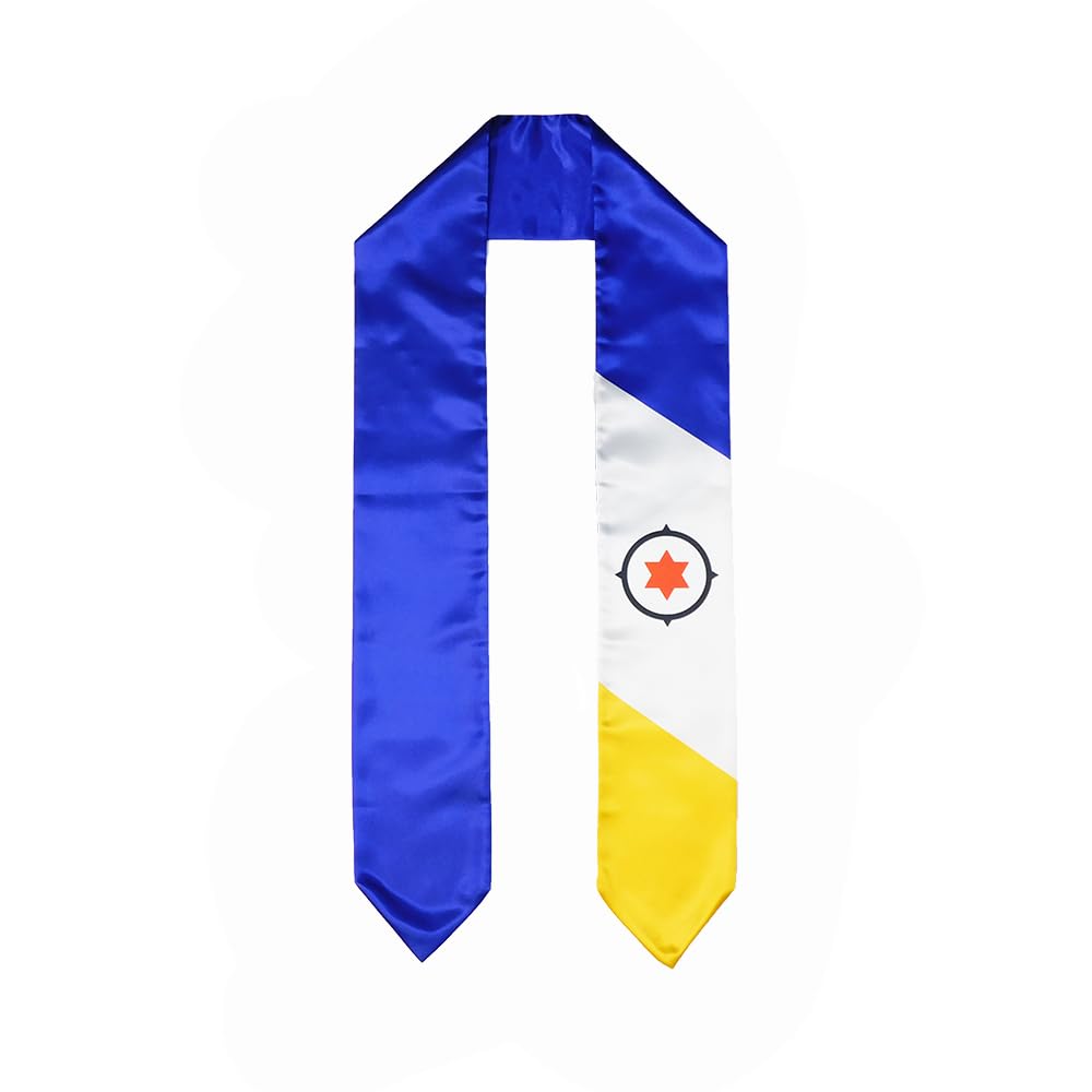 Bonaire Flag Graduation Stole & Sash - Red, Yellow, Blue & White - Perfect for Graduation Ceremonies, Cultural Events & Pride Celebrations