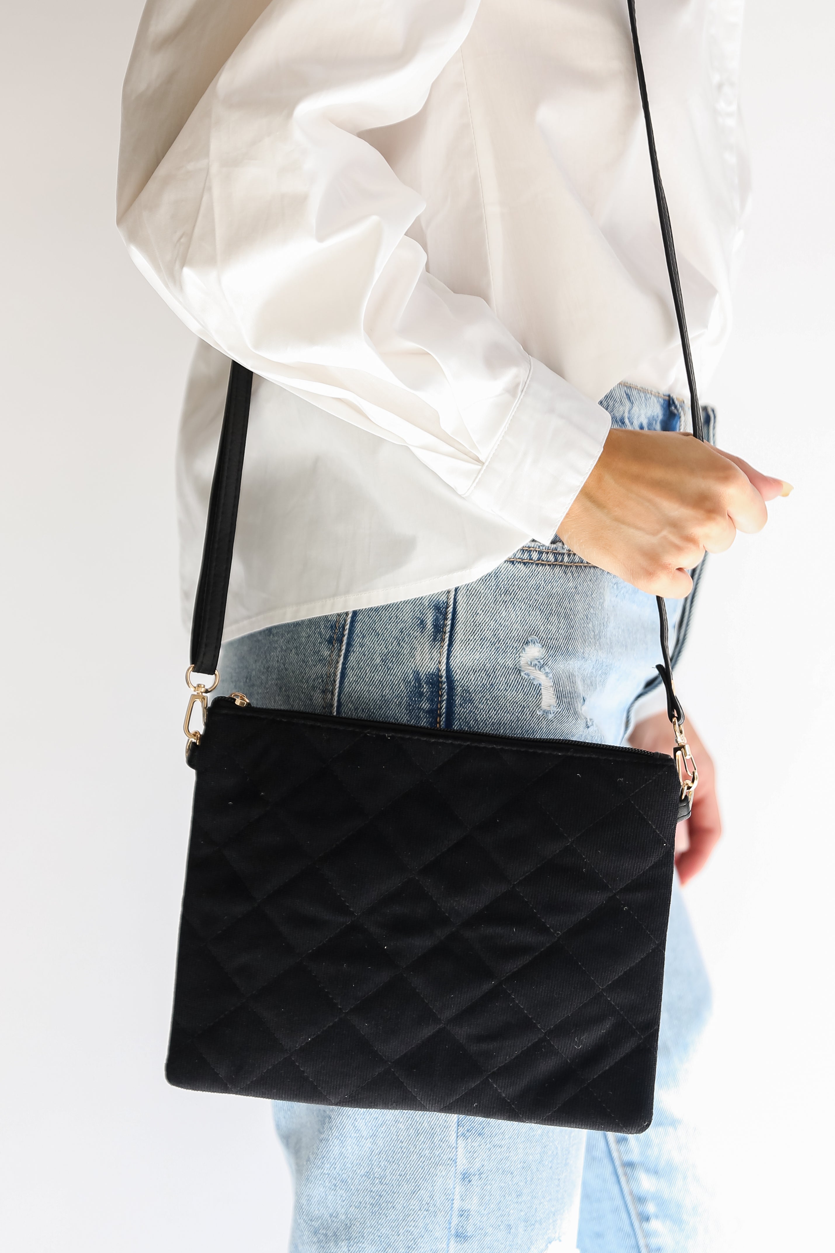 Stylish Black Corduroy Crossbody Bag for Women - Trendy Shoulder Purse with Adjustable Strap - Perfect for Everyday Use, Travel & Shopping