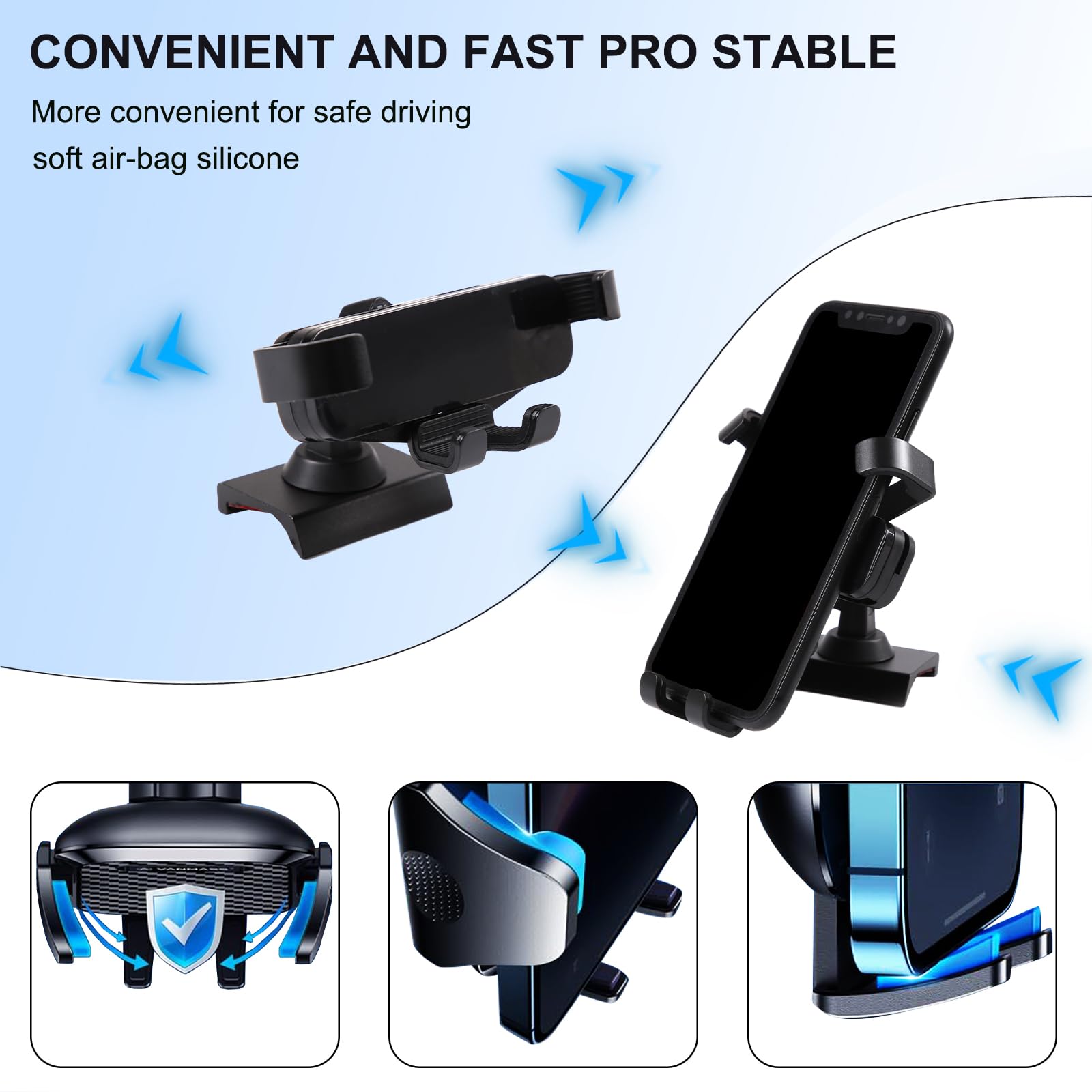 Universal Car Phone Mount for Toyota Tacoma 2016-2022 - Vent & Dashboard Magnetic Phone Holder with Retractable Stand - Hands-Free Black Clip Style - Perfect for GPS Navigation & Safe Driving