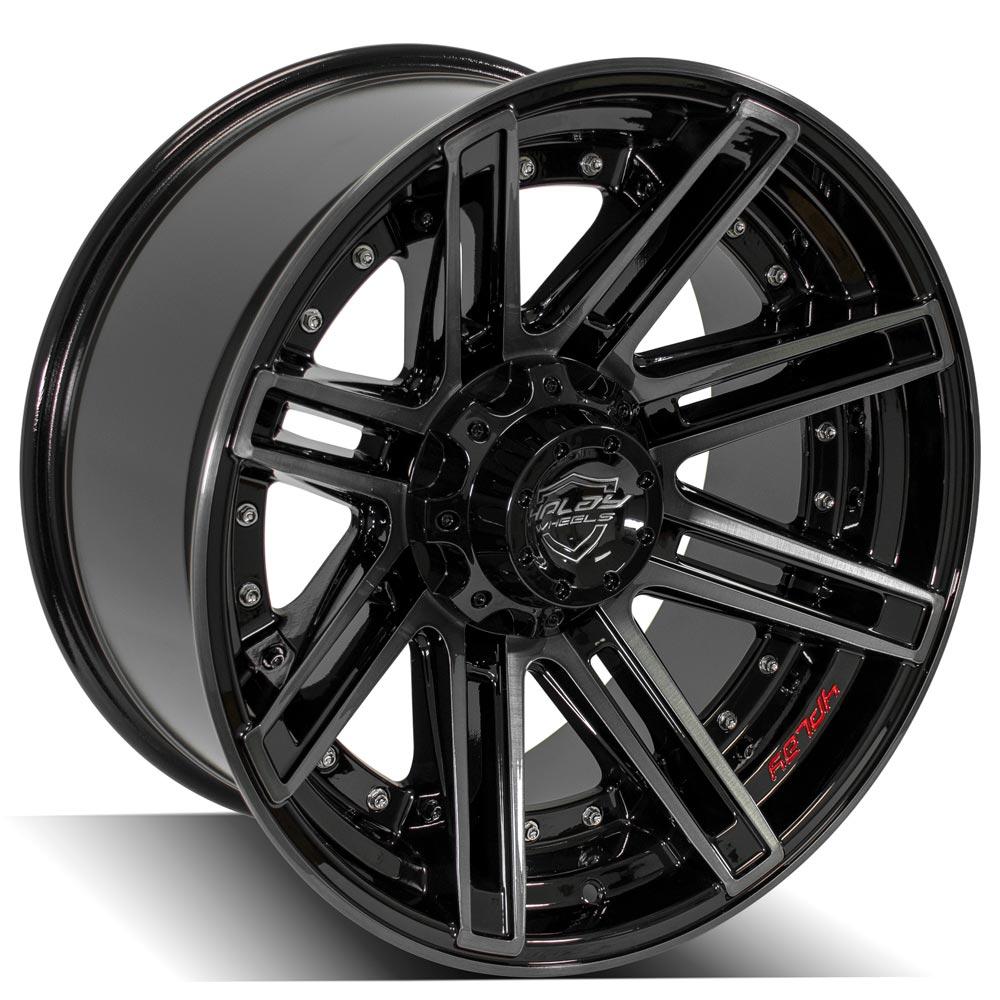 4Play Gen2 4P08 20x10.0 Gloss Black Wheels with Brushed Face & Tinted Clear - 18