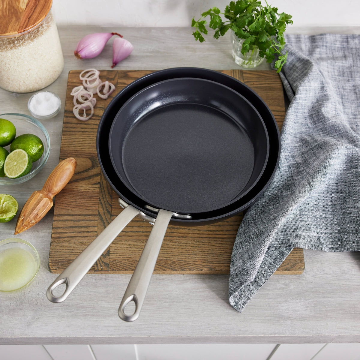 Premium Craft Noire Ceramic Nonstick 10 & 12 Inch Frying Pan Set - Healthy Cooking, Easy Clean, Oven Safe - Perfect for Sautéing, Frying & Baking at Home