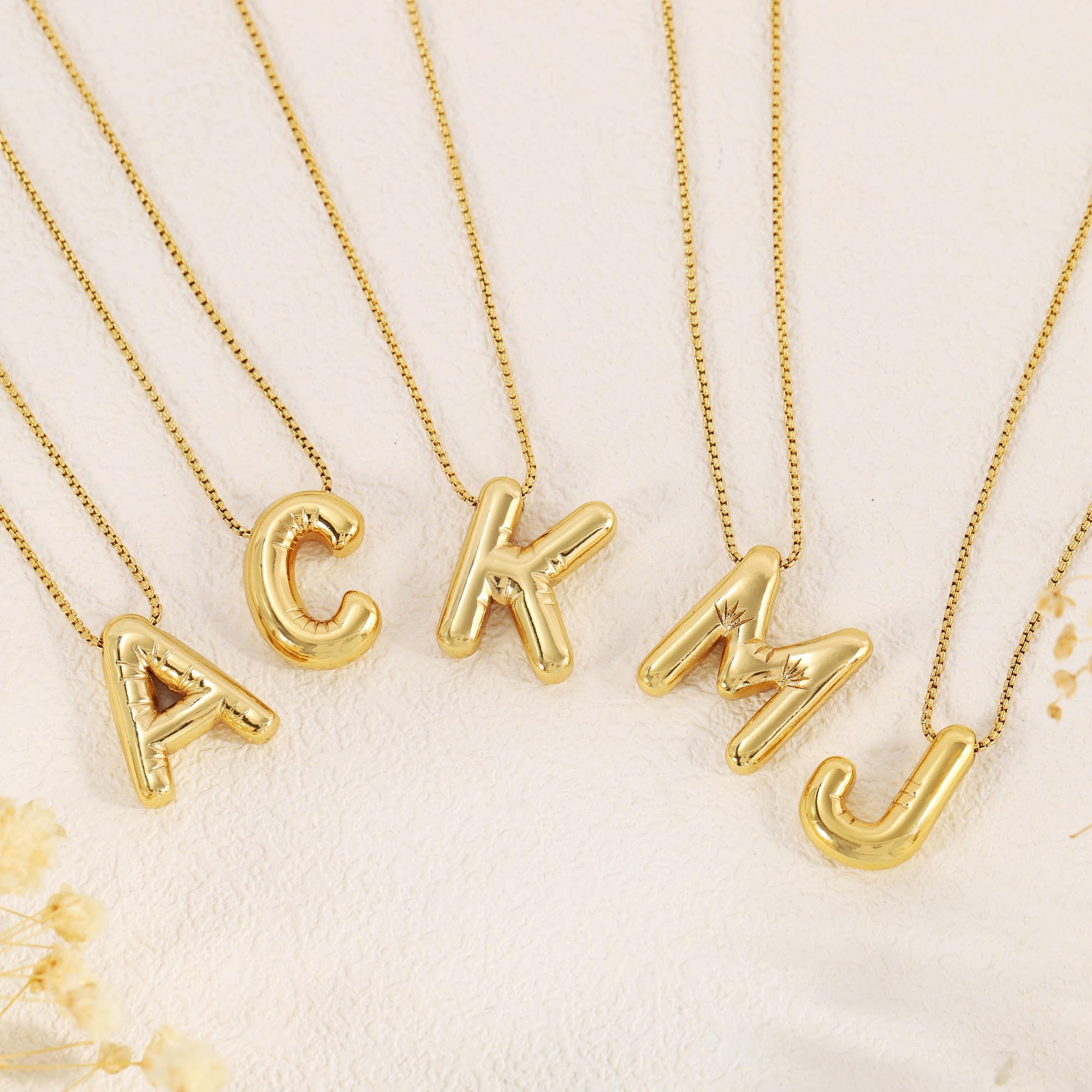 BAYLAY 18K Gold Filled Balloon Bubble Letter Necklace for Women - Personalized Initial Necklace, Dainty Gold Pendant, Gift for Her | Birthday, Anniversary, Valentine's Day Jewelry Present
