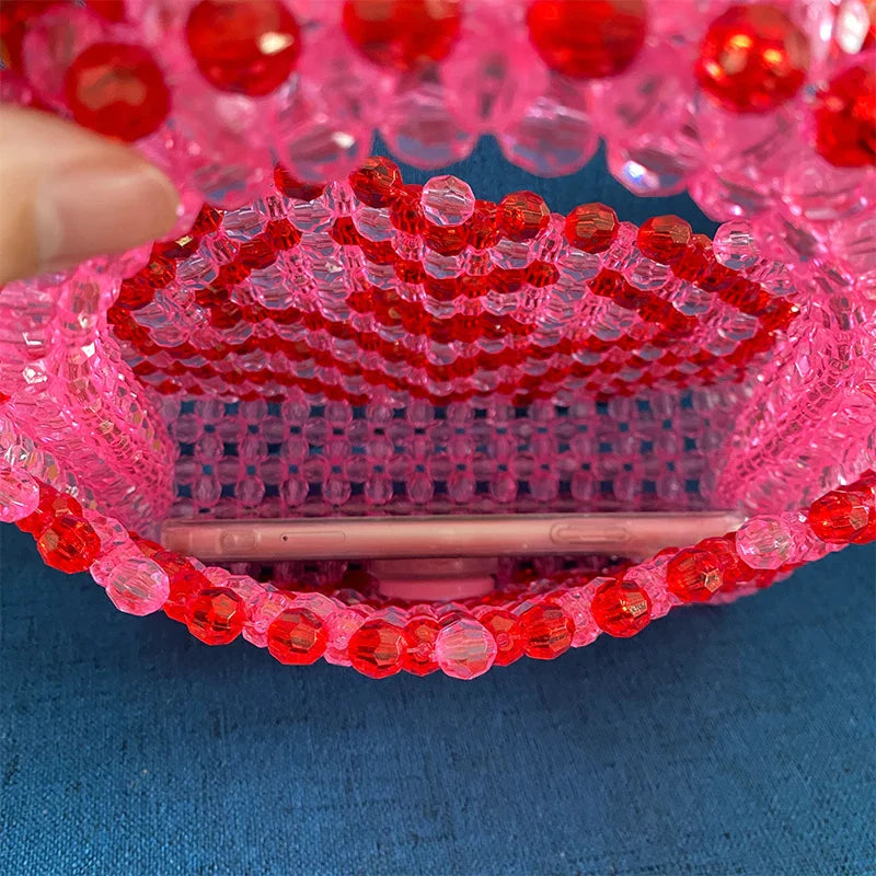 Handmade Beaded Fashion Tote Bag for Women - Elegant Pink Clutch Purse for Party, Dinner, Valentine's Day Gift | Perfect for Date Night, Bridal Shower & Special Occasions