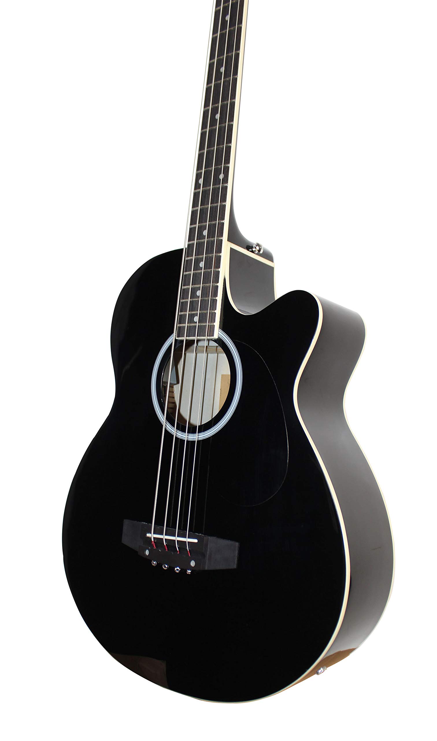 YMC 4-String Cutaway Acoustic-Electric Bass Guitar with 4-Band EQ, Adjustable Truss Rod, Gig Bag, Strap & Picks - Black | Perfect for Live Performances, Studio Recording & Practice Sessions