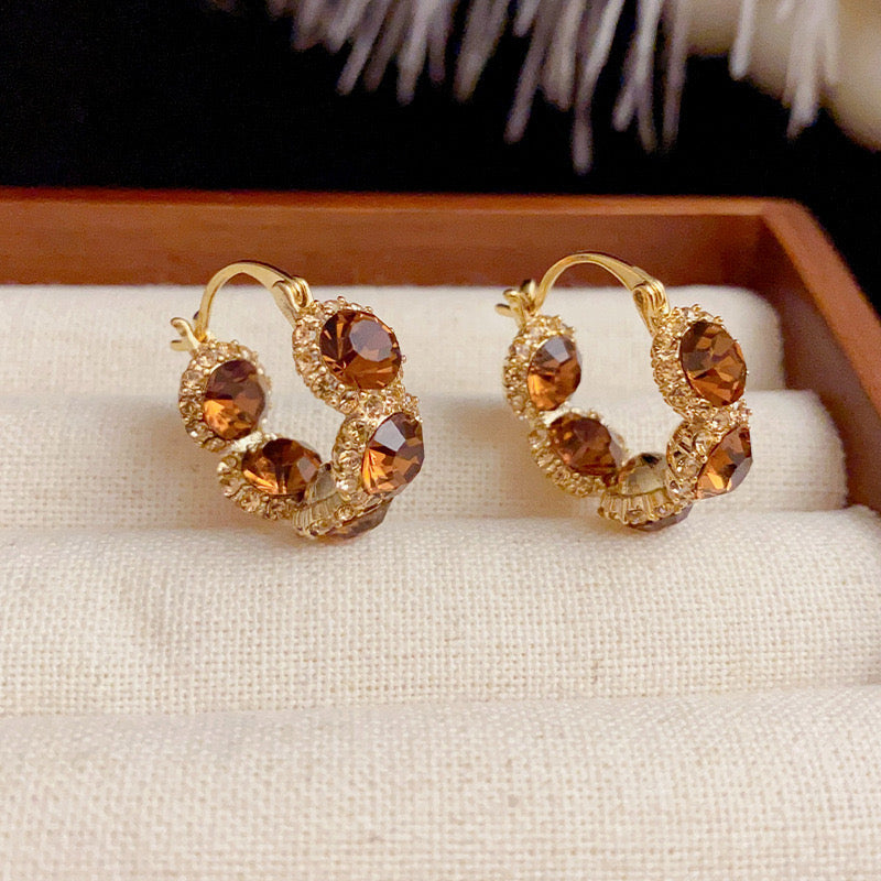 Sparkly Black Crystal Hoop Earrings for Women | 14K Gold Plated Fashion Jewelry Gift | Perfect for Parties, Weddings & Evening Events (Style A7487)