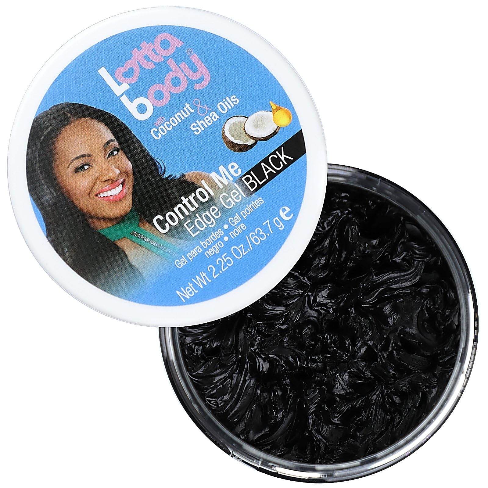 Lottabody Control Me Edge Gel with Coconut & Shea Oils - Strong Hold Styling Gel for All Hair Types - Perfect for Curly, Natural & Braided Hairstyles
