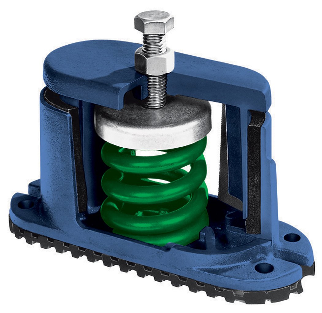 Ductile Iron Spring Floor Mount Vibration Isolator - 45lbs Capacity, 1.6