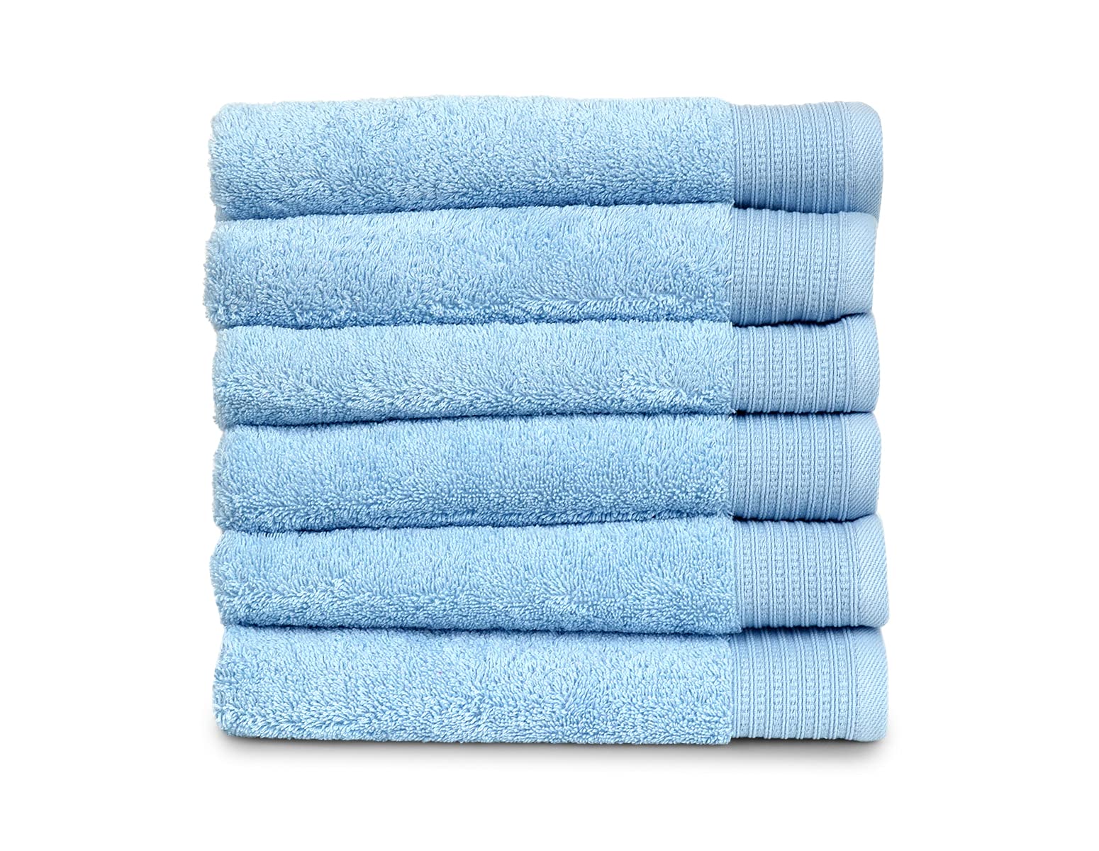 Organic Cotton Luxury Hand Towels - 6 Pack Soft Absorbent 100% Turkish Cotton Towels in Cool Blue | Spa, Bathroom & Guest Use