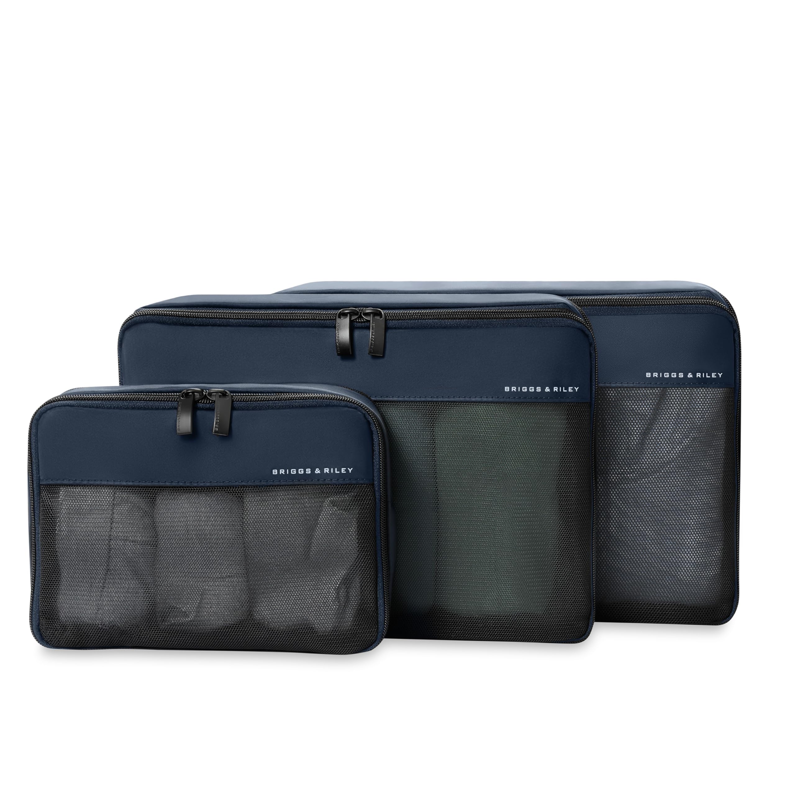 Briggs & Riley Compression Packing Cubes Set for Travel - Navy Blue Carry-On Organizer for Clothes & Accessories | Perfect for Business Trips, Vacations & Weekend Getaways