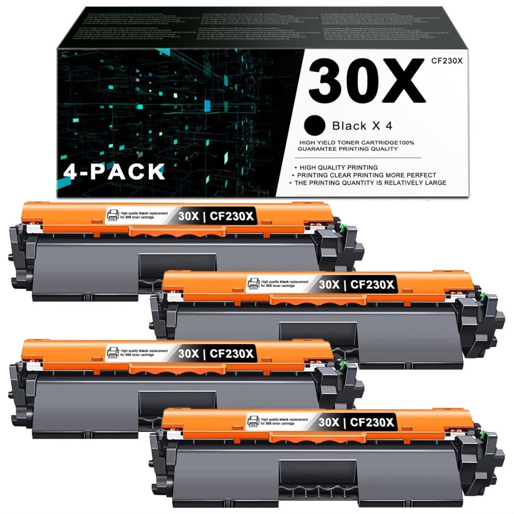 EAXIUCE 30X High Yield Compatible Toner Cartridge (4-Pack Black) - Replacement for HP Pro M203d/M203dn/M203dw/MFP M227d/M227sdn/M227fdw/M227fdn/Ultra MFP M230sdn/M230fdw Printers - Perfect for Office, Home & Business Printing Needs