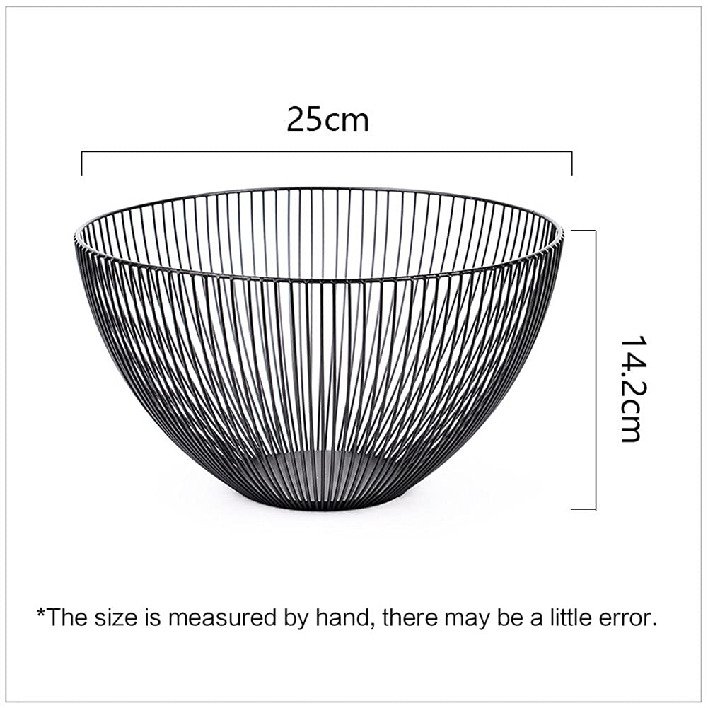 RemeeHi Decorative Round Black Fruit Basket - Stylish Kitchen Countertop Bowl for Fruits & Vegetables | Perfect for Dining Tables, Kitchen Islands & Home Decor