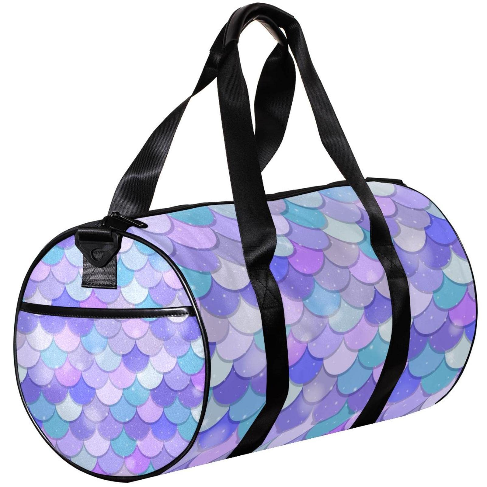 Small Travel Duffel Bag - Purple Fish Scales Pattern Gym Bag, Canvas Luggage for Sports & Gym - Perfect for Workouts, Weekend Getaways & Carry-On Travel