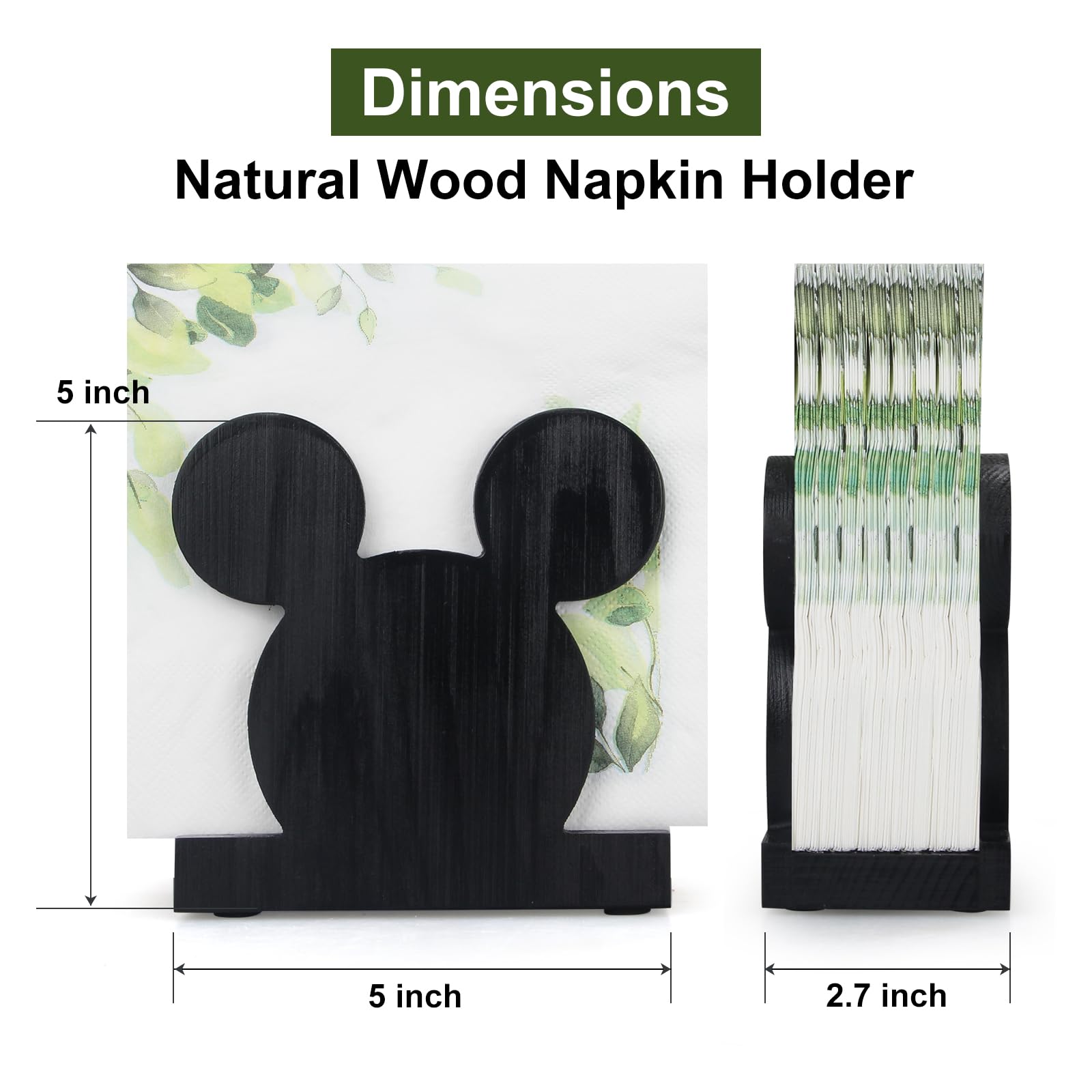 Stylish Wooden Napkin Holder - Modern Farmhouse Kitchen & Bathroom Decor - Funny Christmas Cocktail Napkin Stand for Dining Table, Desk & Holiday Home Decoration | Perfect for Parties, Dinner Settings & Festive Decor