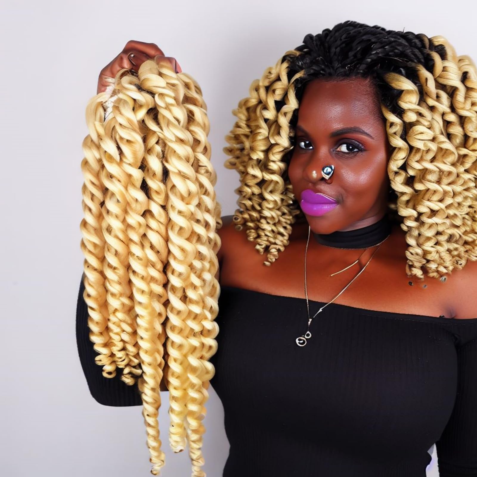 StarWell 8 Inch Blonde Spring Twist Crochet Hair for DIY Hairstyles - Pre-Stretched Synthetic Braiding Hair (1 Pack) - Perfect for Box Braids, Twist Outs & Protective Styles