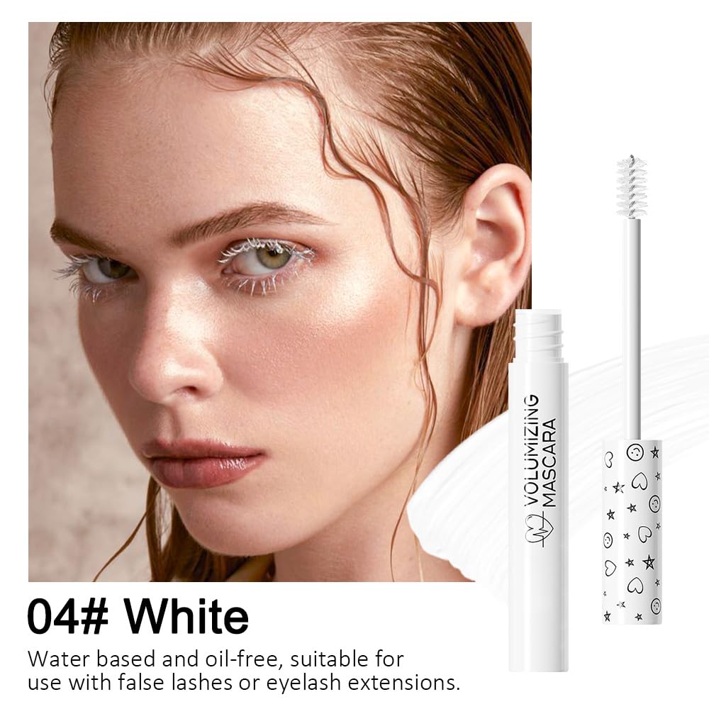 Waterproof White Mascara for Long-Lasting Voluminous Lashes - Cruelty-Free & Vegan Eye Makeup (White) - Perfect for Costume Parties, Halloween & Dramatic Looks