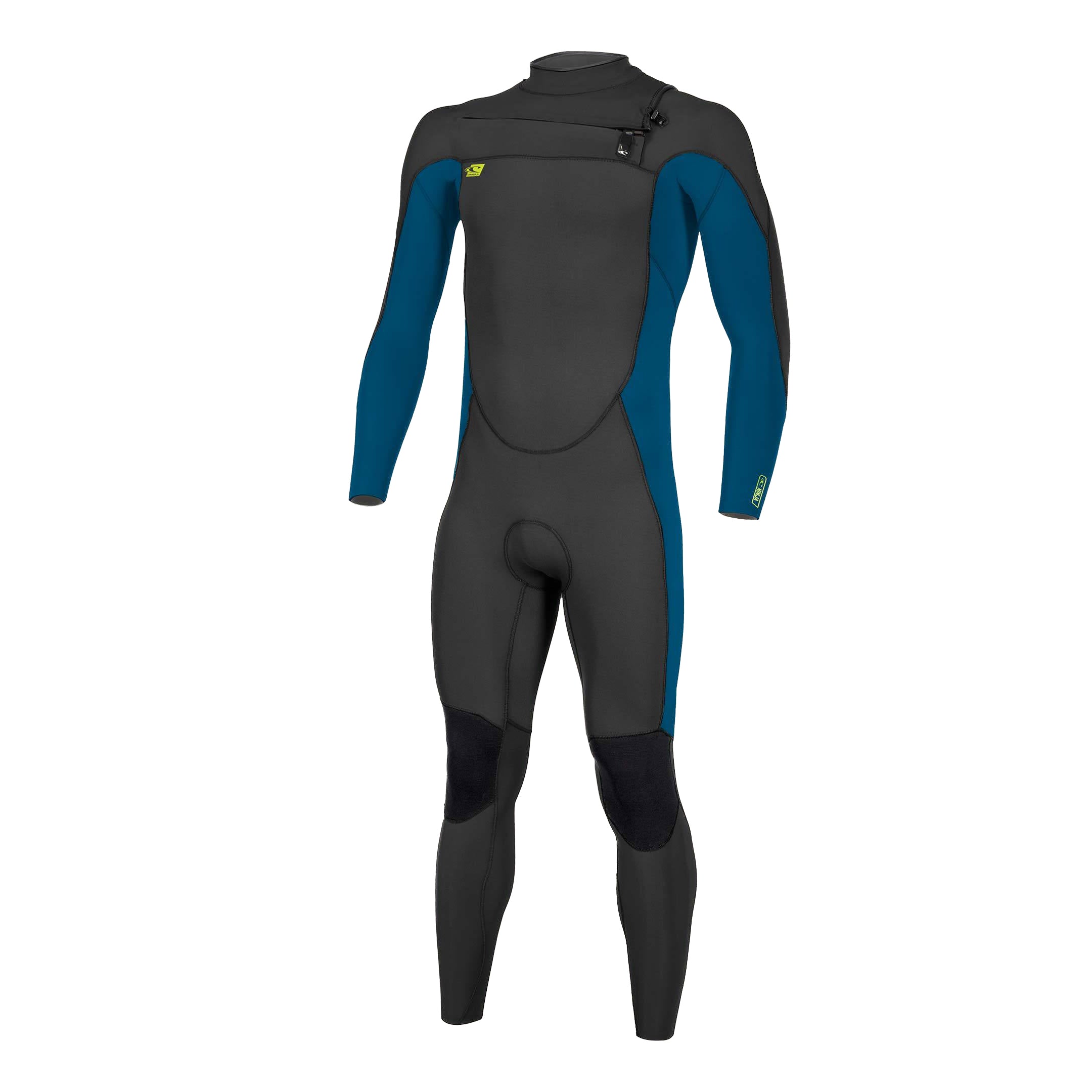 O'Neill Youth 4/3mm Full Ninja Chest Zip Wetsuit - Black/Ultra Blue/Digital Glow for Surfing, Diving & Water Sports