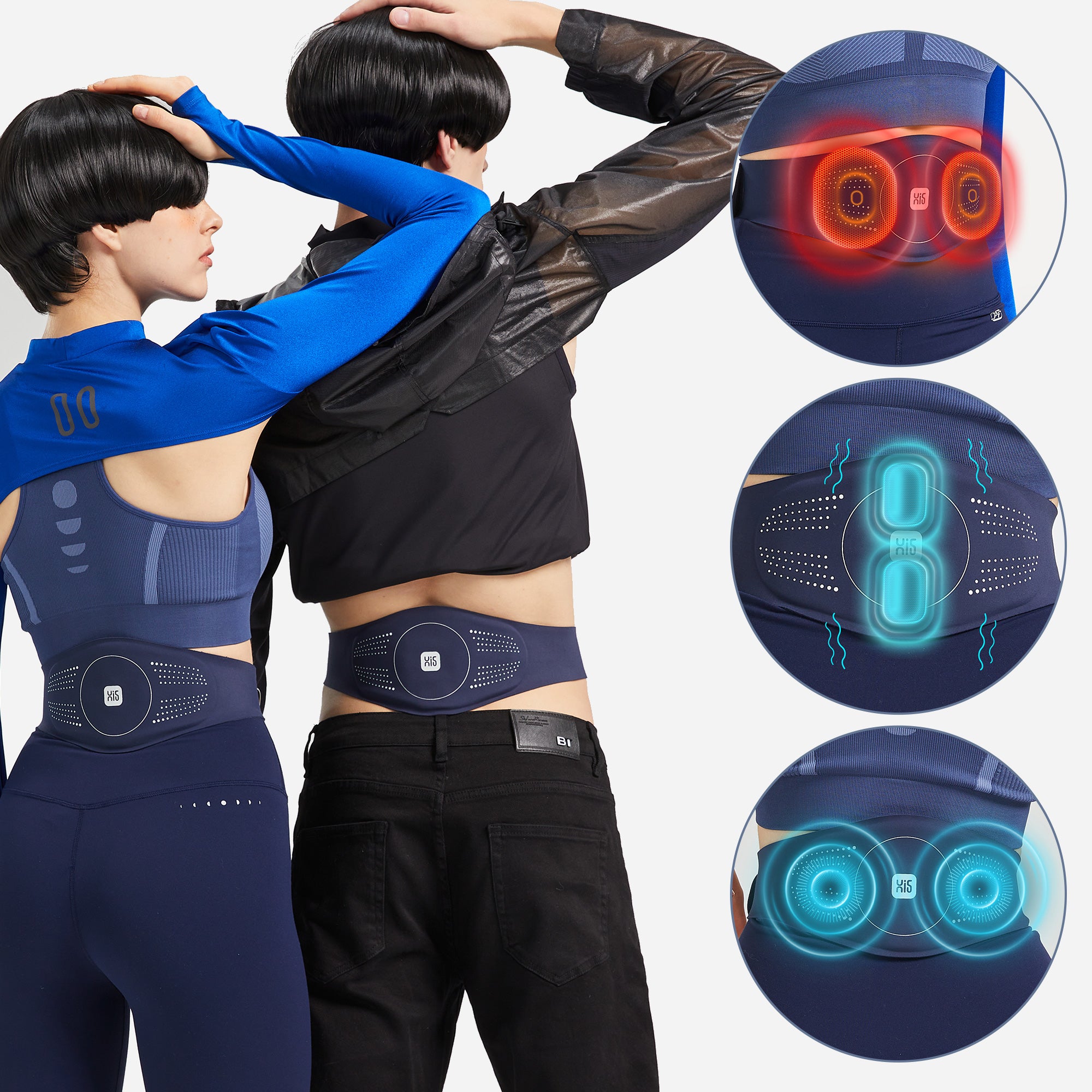 D1 Portable TENS Heating Pad with Massage - Heated Belt for Lower Back Pain Relief, Tens Pulse Vibration Therapy - Perfect for Home, Office & Travel Use