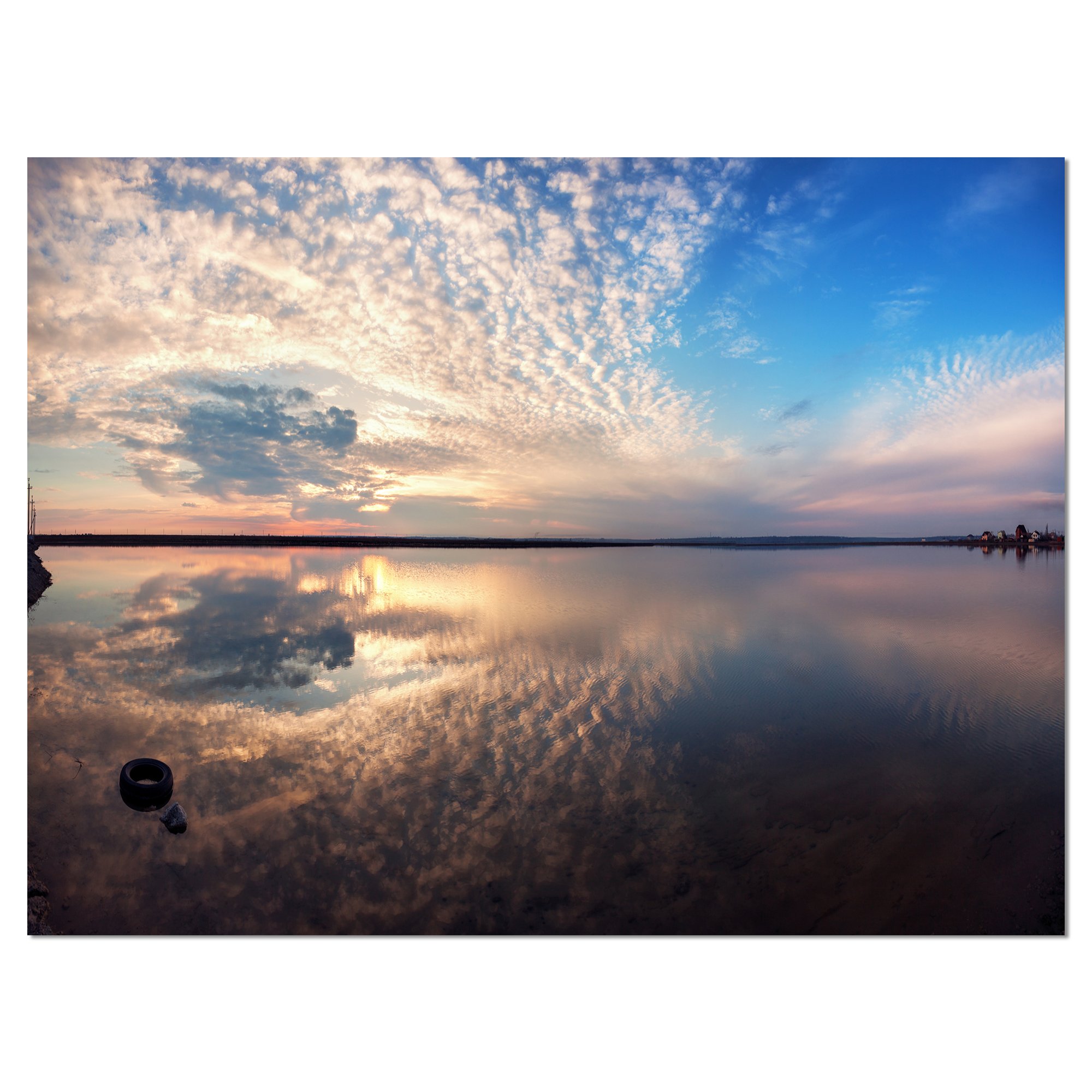 Summer Clouds Reflecting in Lake - Stunning Landscape Photography Canvas Print Wall Art for Living Room, Bedroom & Office Decor