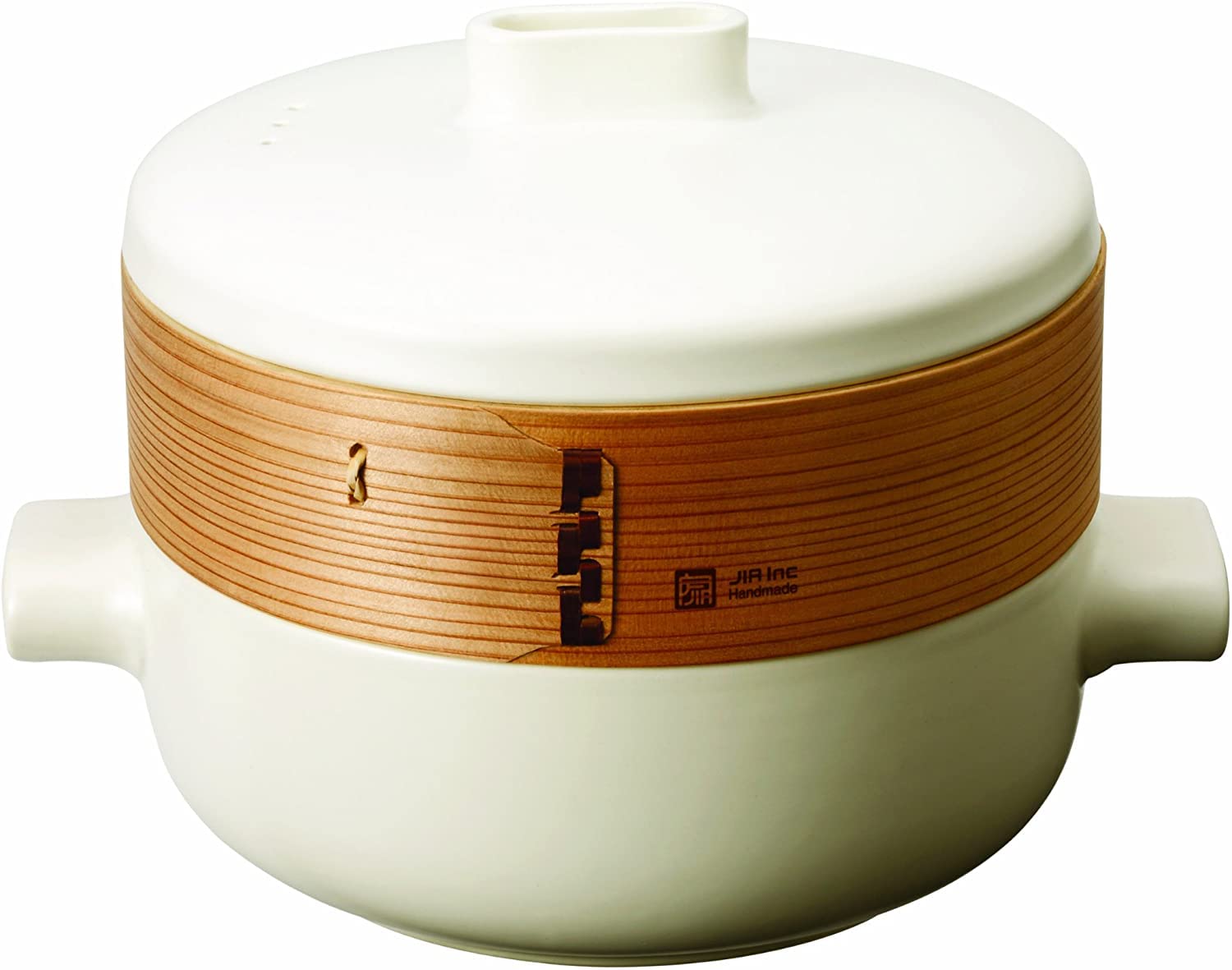 Premium JIA Ceramic Steamer Pot - 7.1 Inch (18cm) White Bamboo Steamer for Dim Sum, Dumplings & Healthy Cooking | Perfect for Asian Cuisine, Meal Prep & Kitchen Gifts