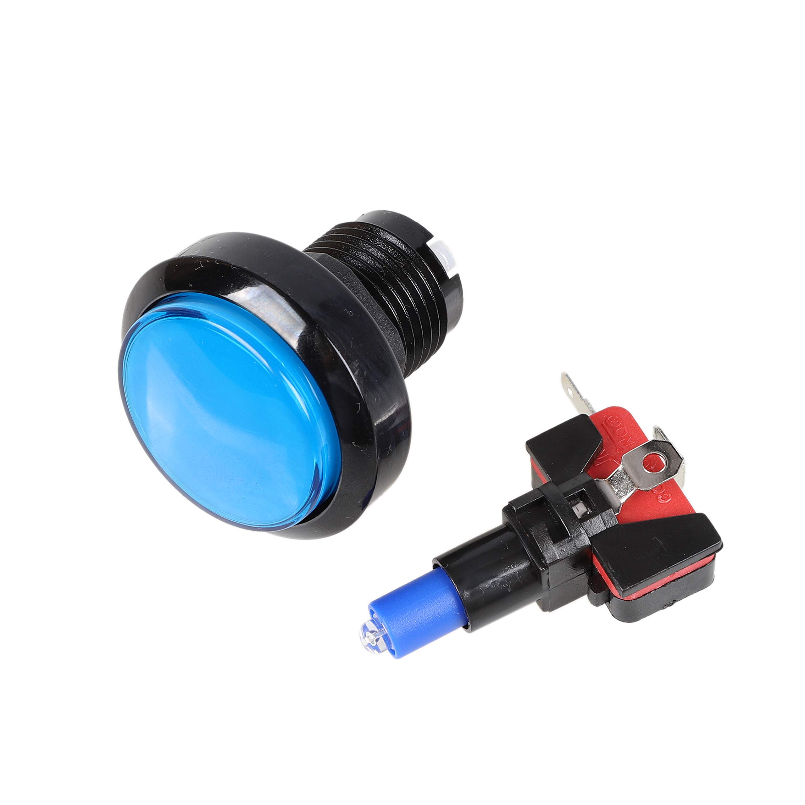 EG STARTS 5X 45mm LED Arcade Push Buttons with Microswitch - Blue Illuminated Game Controls for Arcade Cabinets, MAME, and DIY Gaming Projects - Perfect for Coin-Op Machines, Fight Sticks, and Retro Gaming Setups
