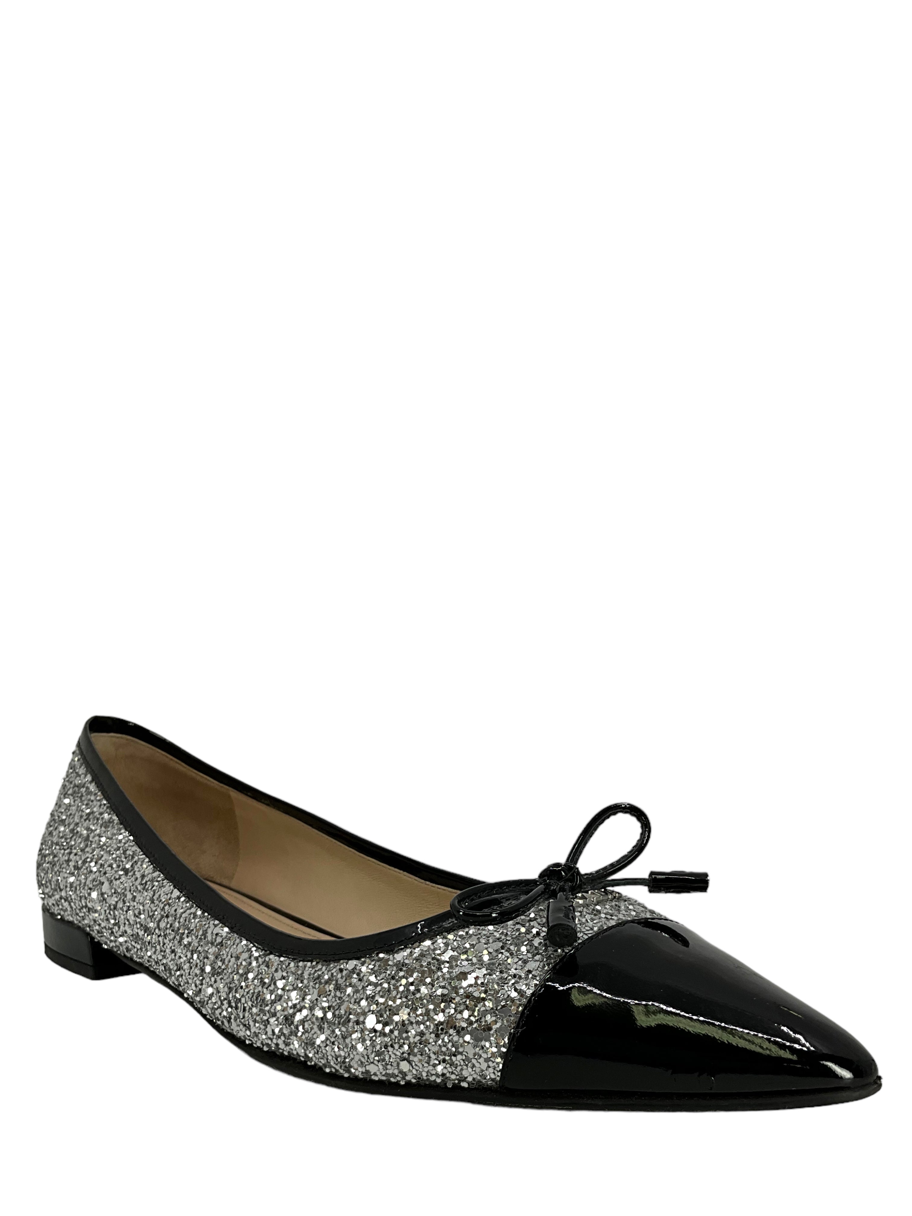 Prada Glitter Ballet Flats for Women - Size 9 US | Shimmering Evening Shoes for Parties, Weddings & Special Occasions