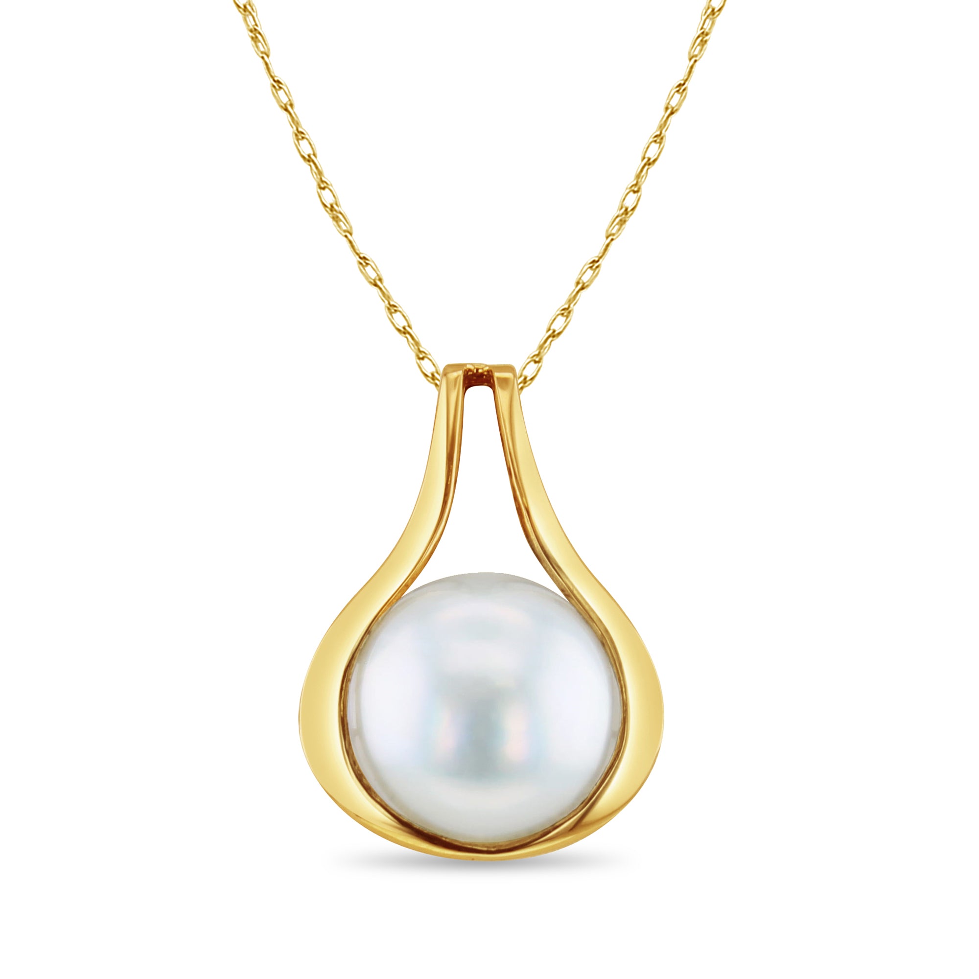 13MM Mabe Pearl Necklace with Polished Bezel Frame - Elegant Pearl Jewelry for Women, Perfect for Weddings, Parties & Special Occasions