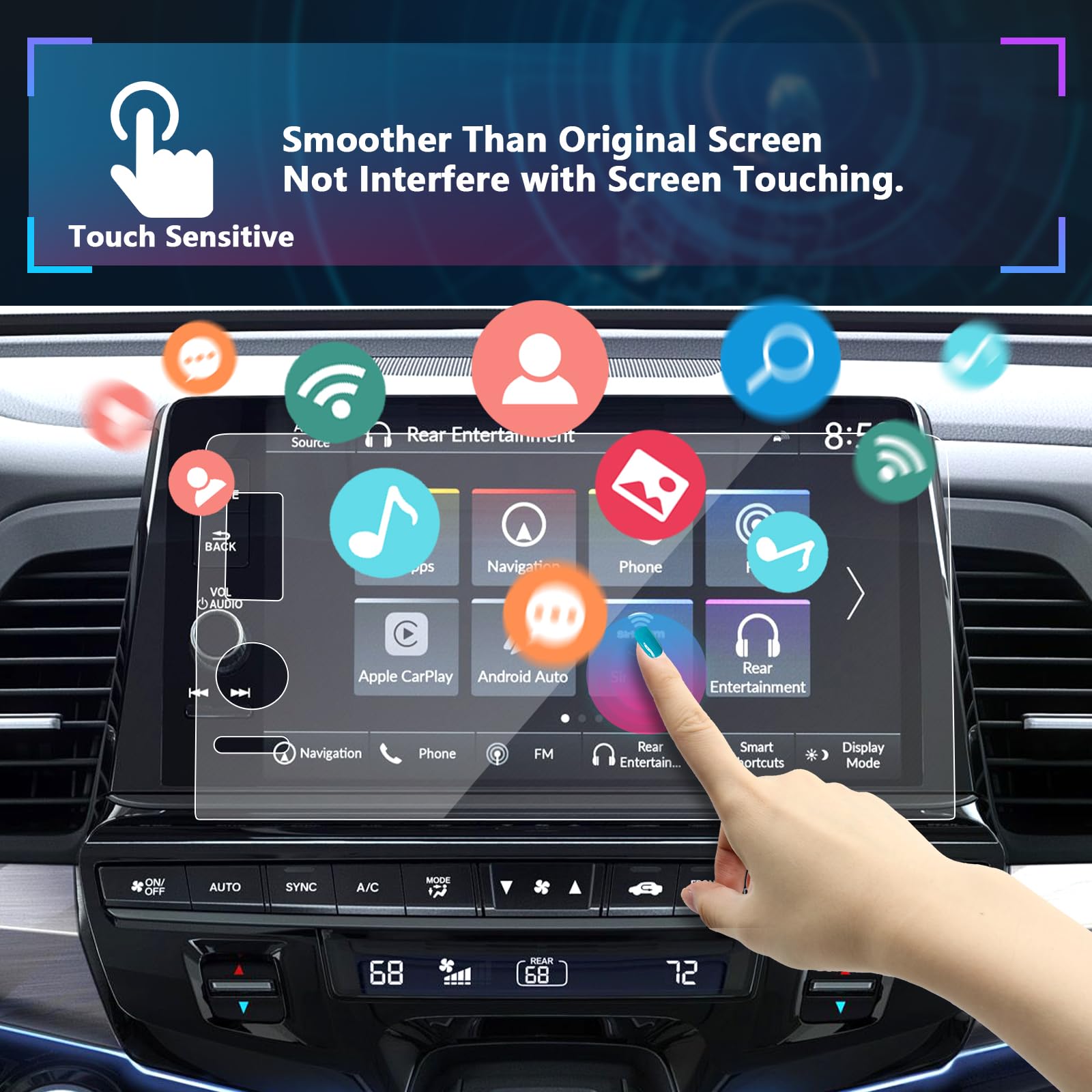 2025 Honda Odyssey Screen Protector 9 Inch - Anti-Glare HD Clear Touch Screen Protector for EX/L/Sport/Touring/Elite Trims | Perfect for Navigation Display Protection & Daily Driving Use