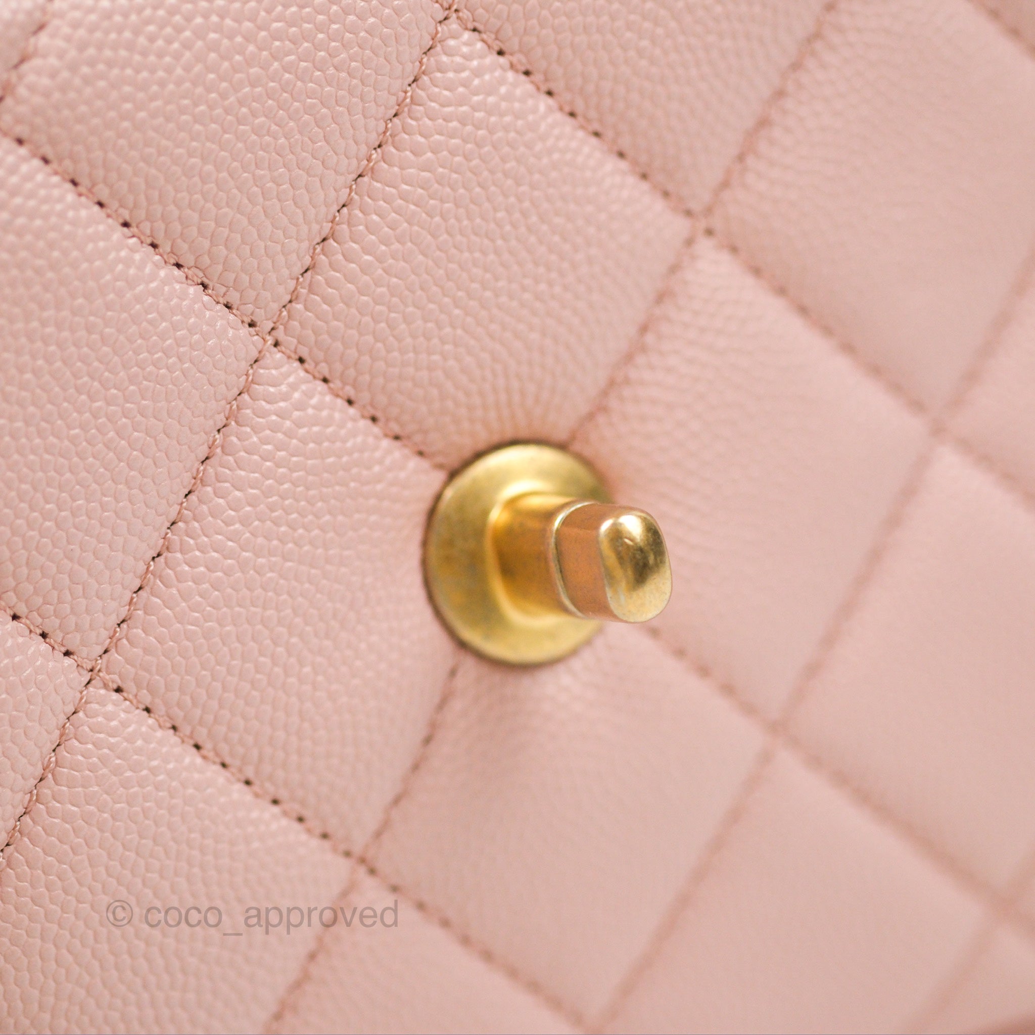 Chanel Carry Me Top Handle Flap Bag Pink Caviar Leather with Aged Gold Hardware - Perfect for Date Night & Special Occasions