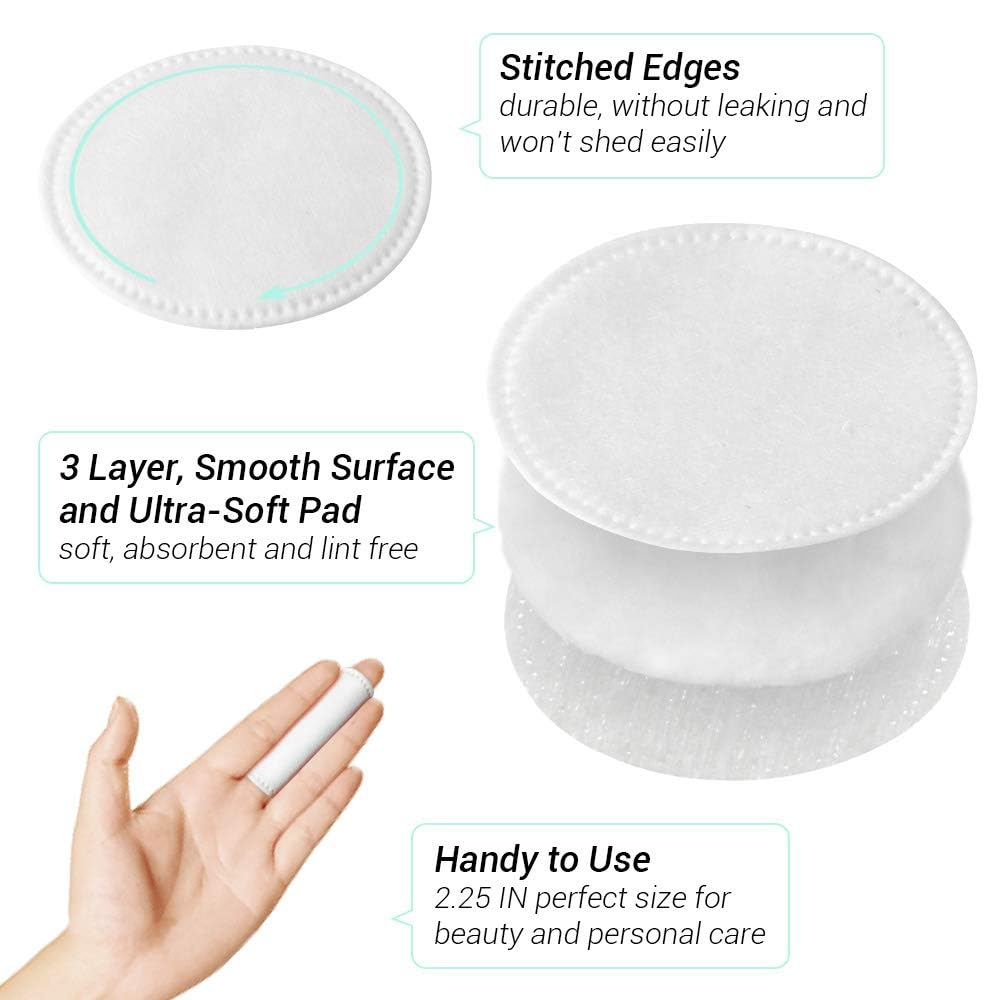 100% Natural Cotton Facial Rounds - 100-Piece Soft Round Makeup Remover Pads for Face Cleansing, Toner Application & Baby Care | Hypoallergenic & Eco-Friendly | Perfect for Skincare Routine, Travel & Nursery Essentials