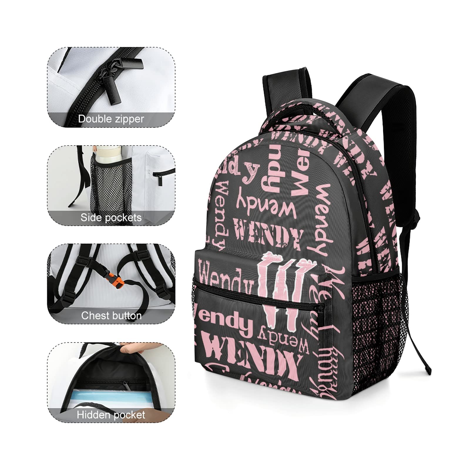 Personalized Name Waterproof Travel Backpack - Artistic Splice Pink Letter Design for Men & Women | Ideal for School, Work, Gym & Outdoor Adventures